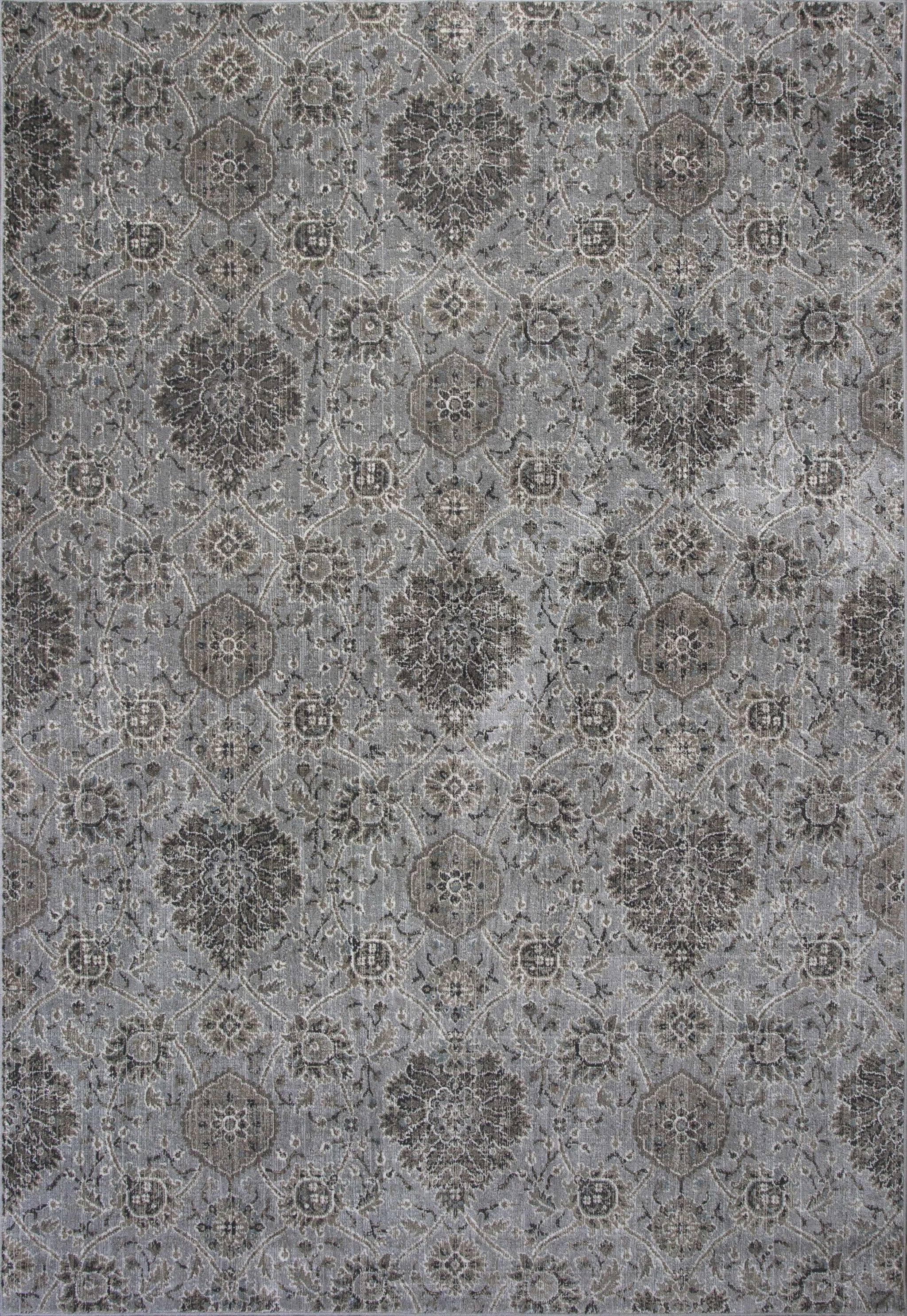 2'x4' Silver Machine Woven Floral Traditional Allover Indoor Accent Rug