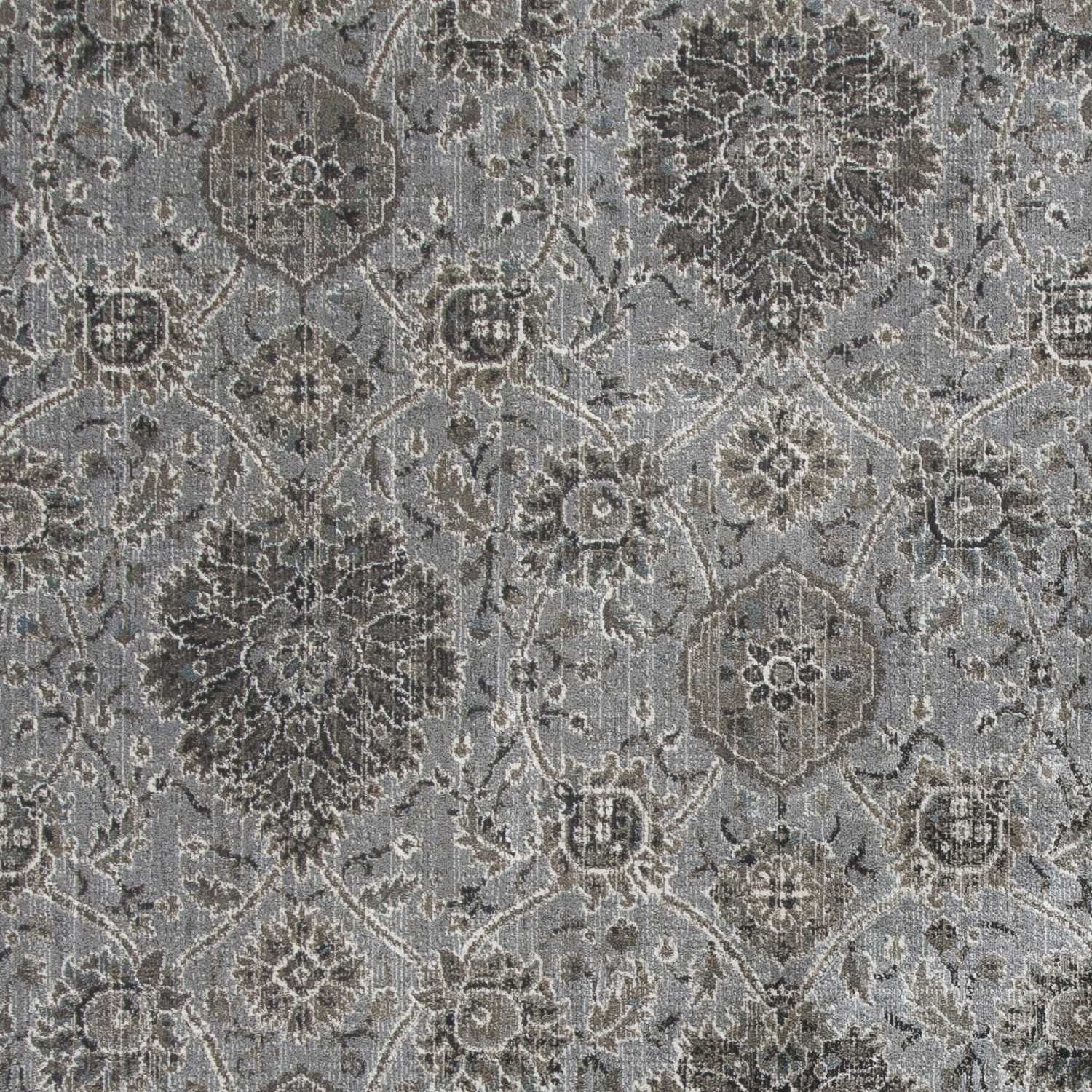 2'x4' Silver Machine Woven Floral Traditional Allover Indoor Accent Rug