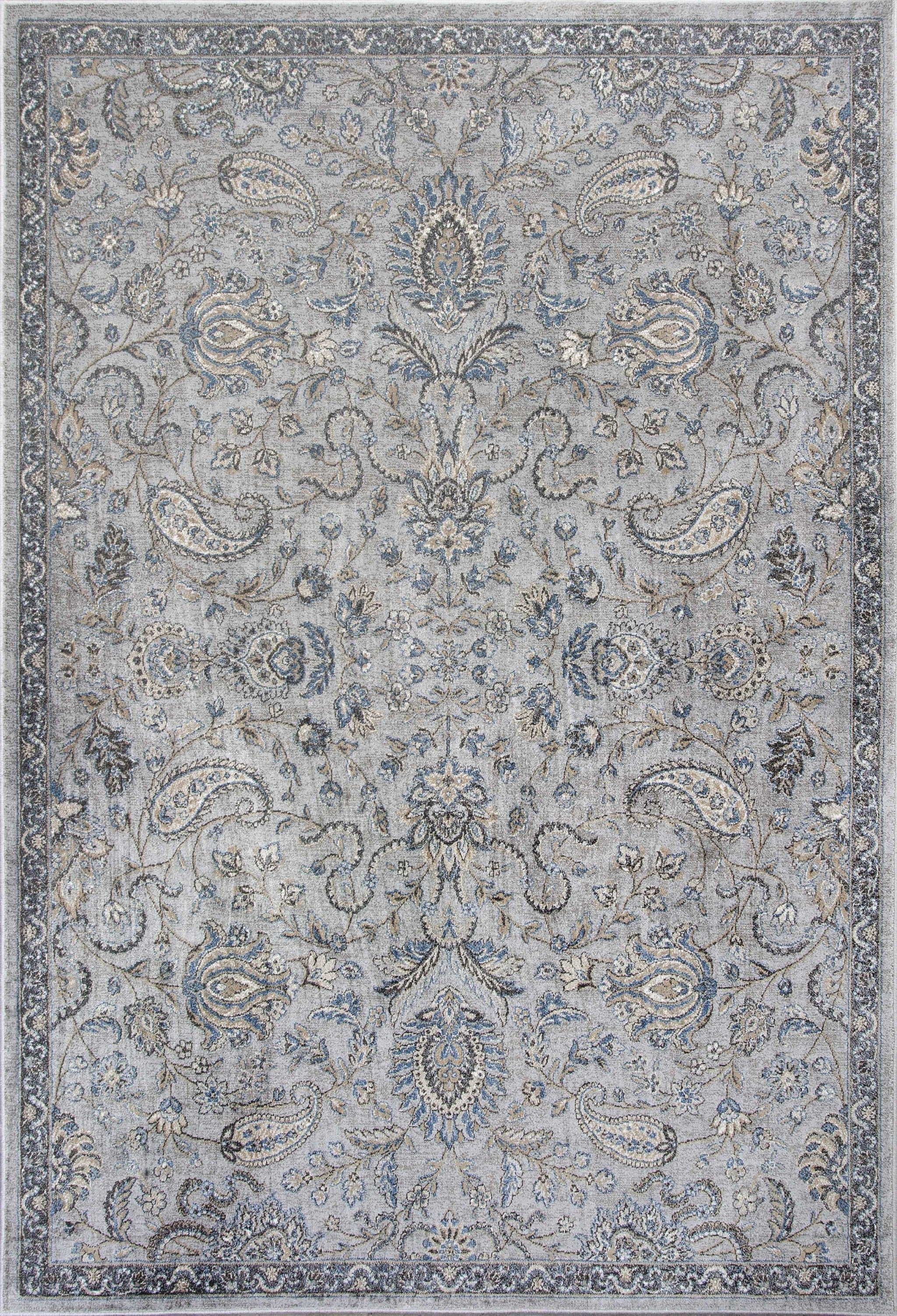 2'x4' Silver Blue Machine Woven Paisley Indoor Accent Rug