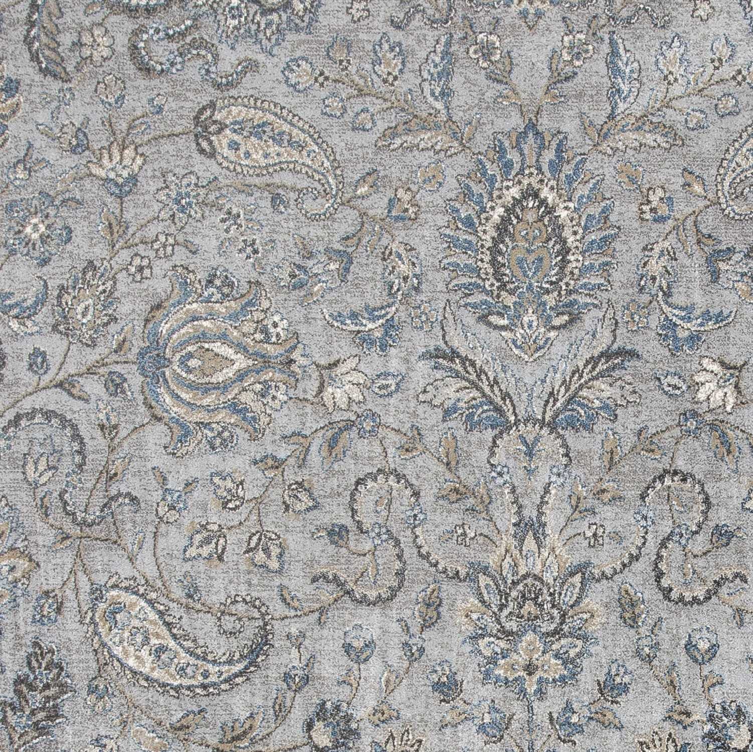 2'x4' Silver Blue Machine Woven Paisley Indoor Accent Rug