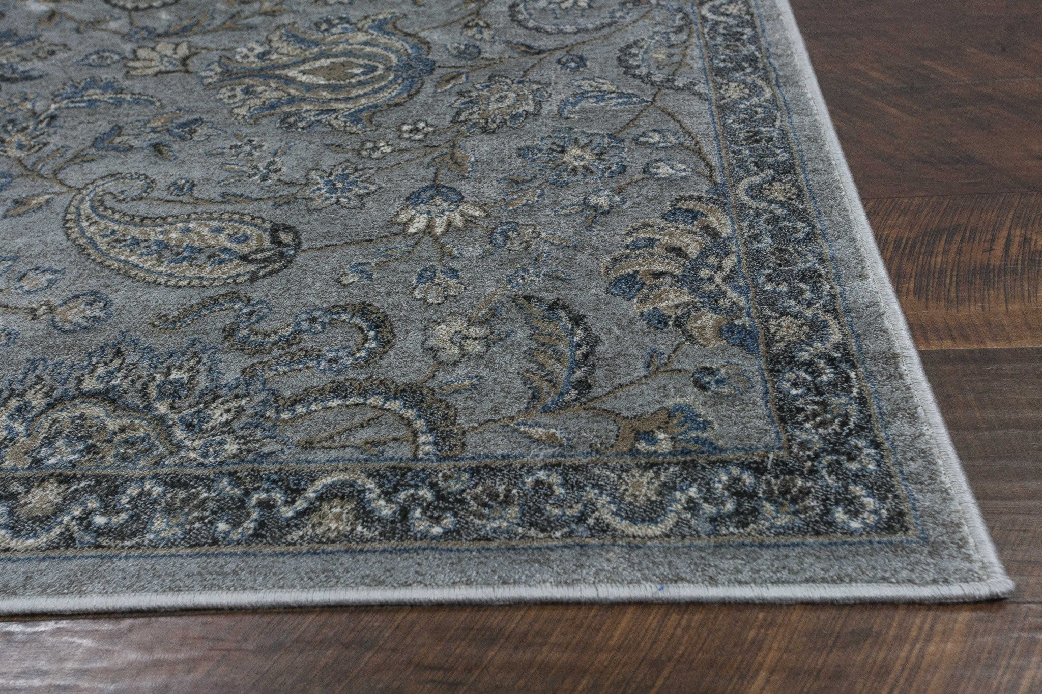 2'x4' Silver Blue Machine Woven Paisley Indoor Accent Rug