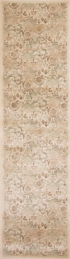 7' Ivory Machine Woven Floral Traditional Indoor Runner Rug Default Title