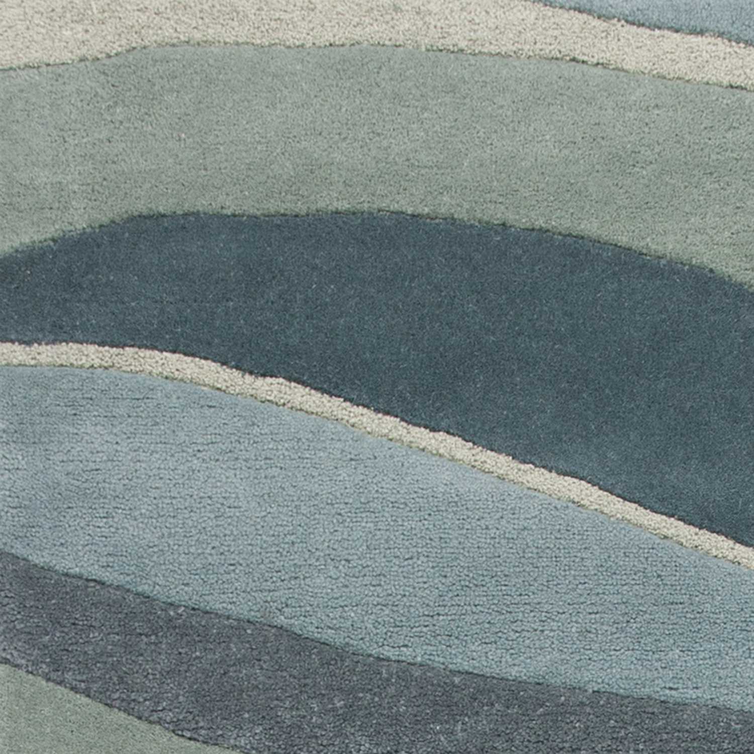 2'x4' Ocean Blue Teal Hand Tufted Abstract Waves Indoor Accent Rug