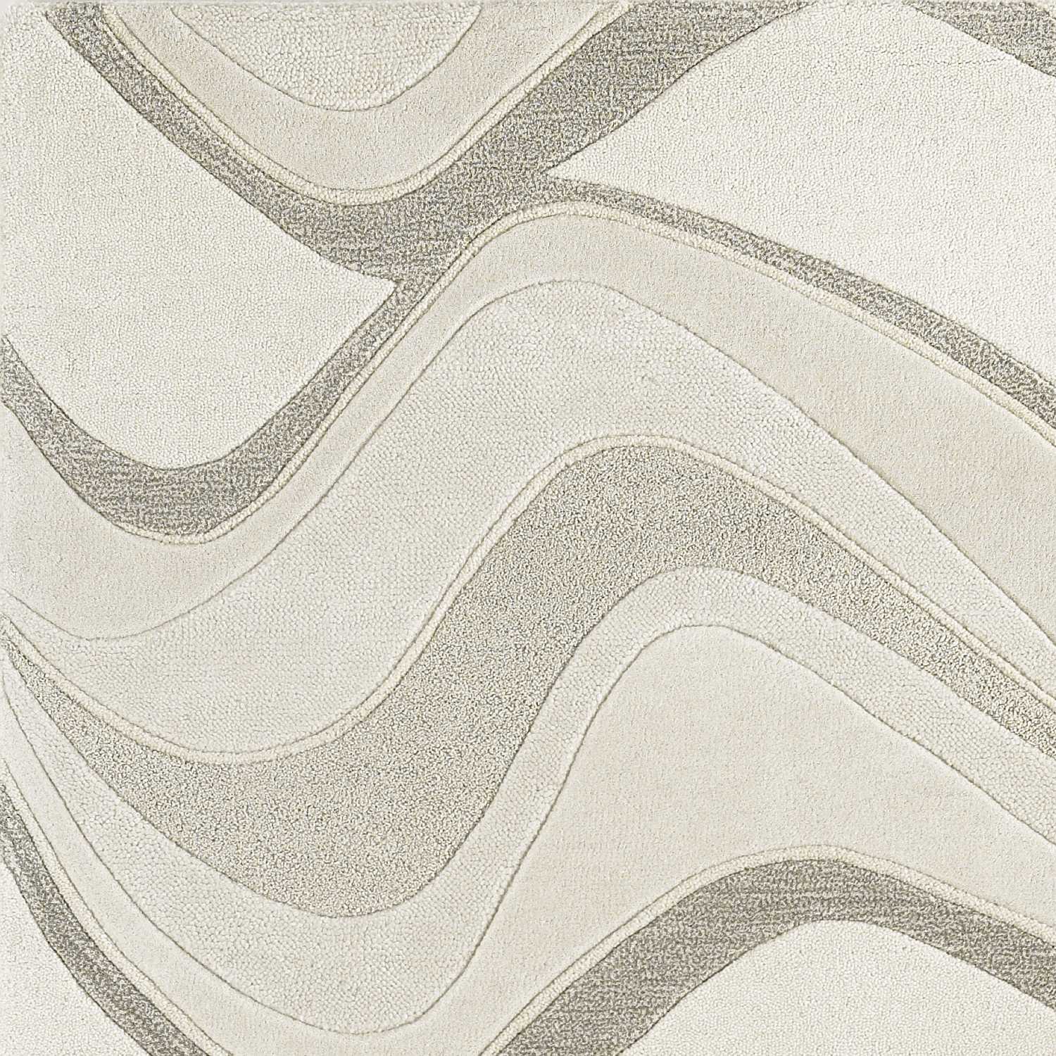 2'x4' Ivory Hand Tufted Abstract Waves Indoor Accent Rug