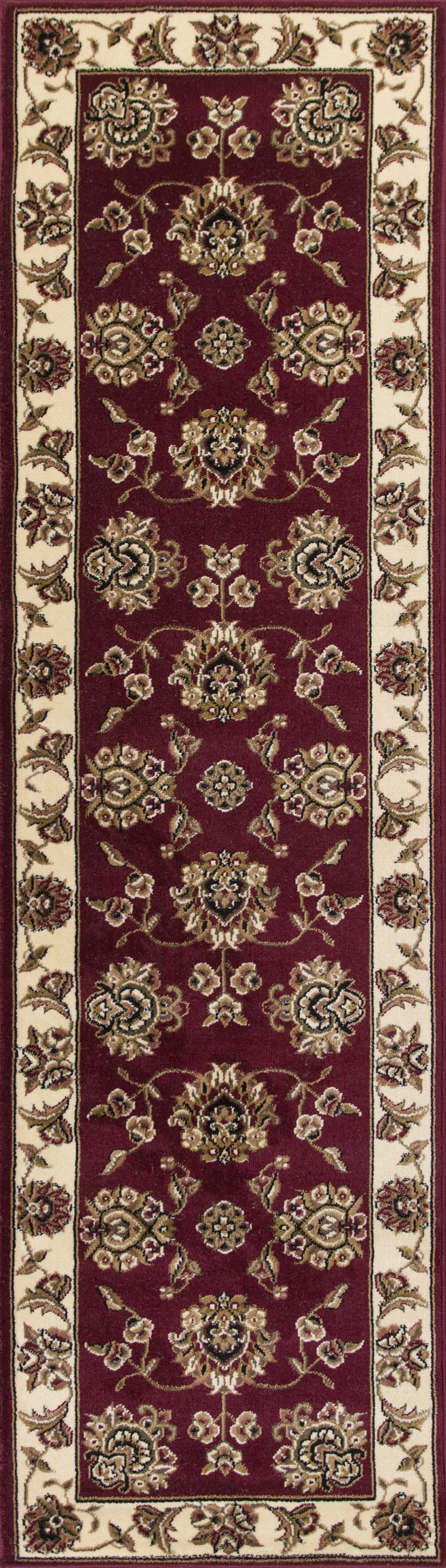 2' x 8' Red or Ivory Floral Bordered Runner Rug