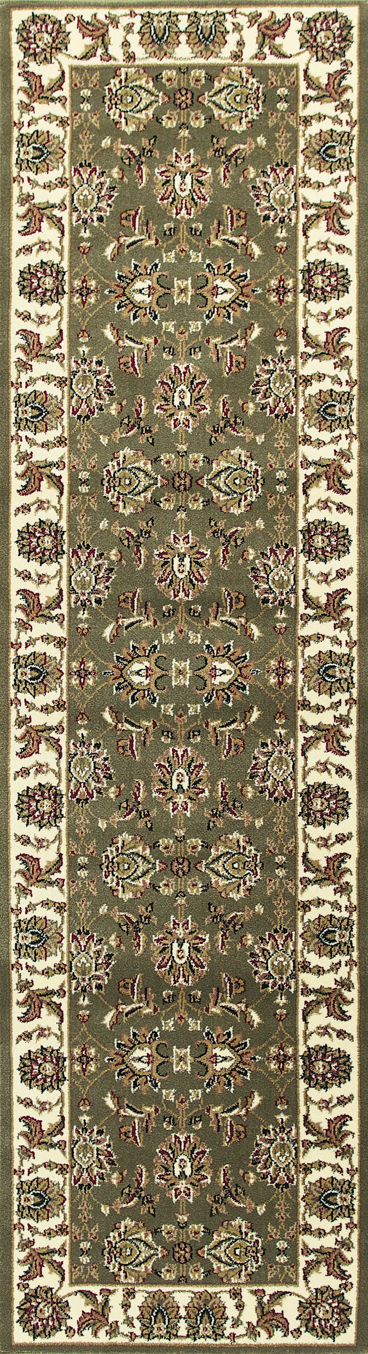 2' x 8' Green or Ivory Traditional Runner Rug