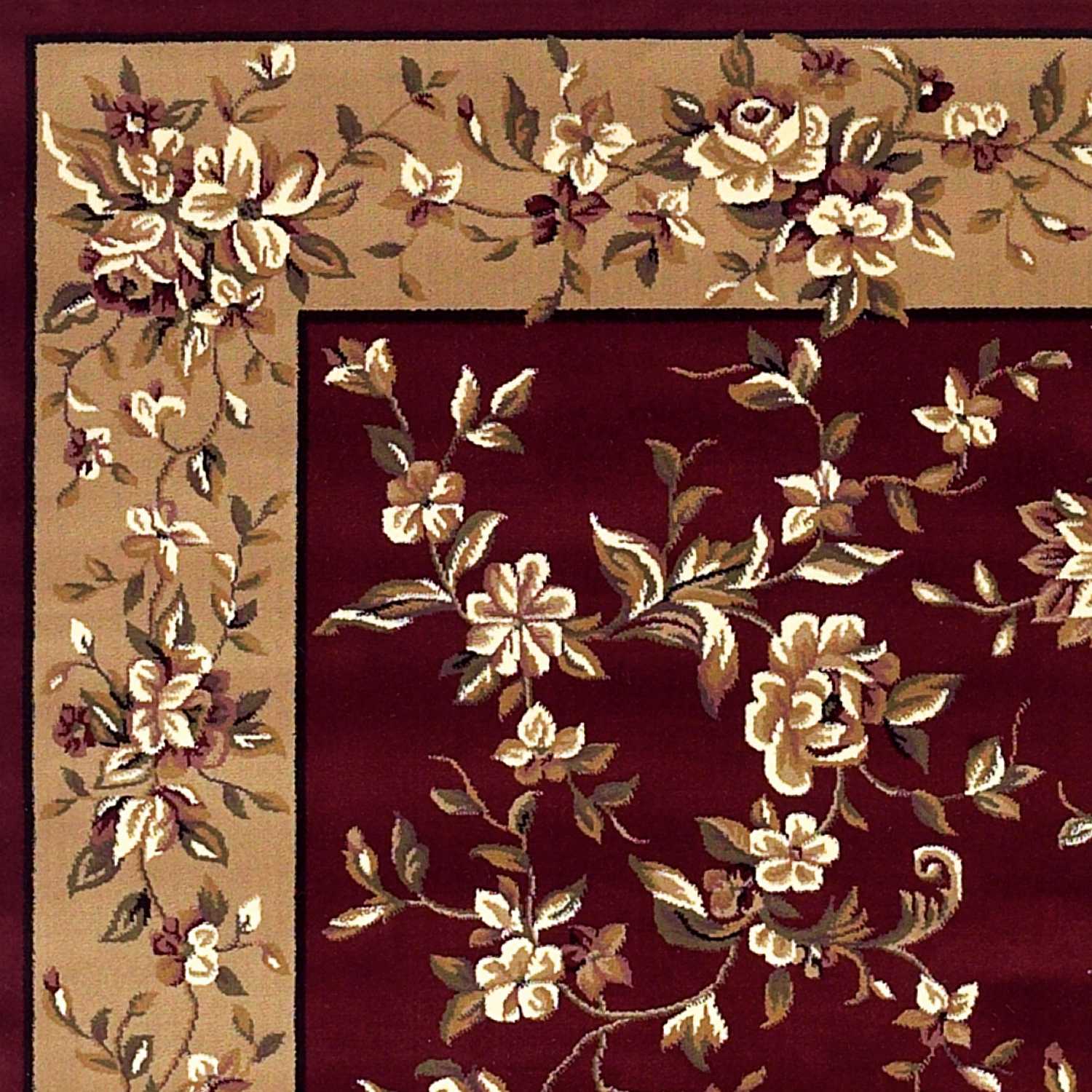 2' x 8' Red or Beige Floral Runner Rug