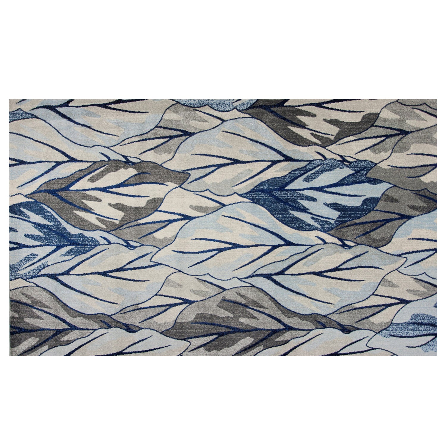 3' x 5' Grey or Navy Leaves Area Rug