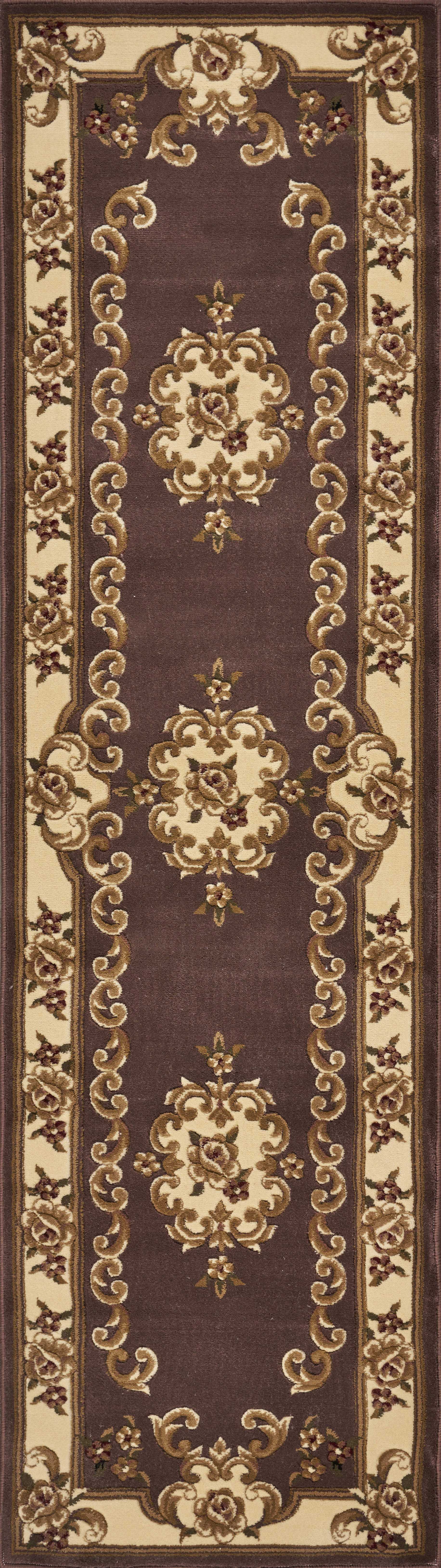 2' x 8' Plum or Ivory Medallion Runner Rug