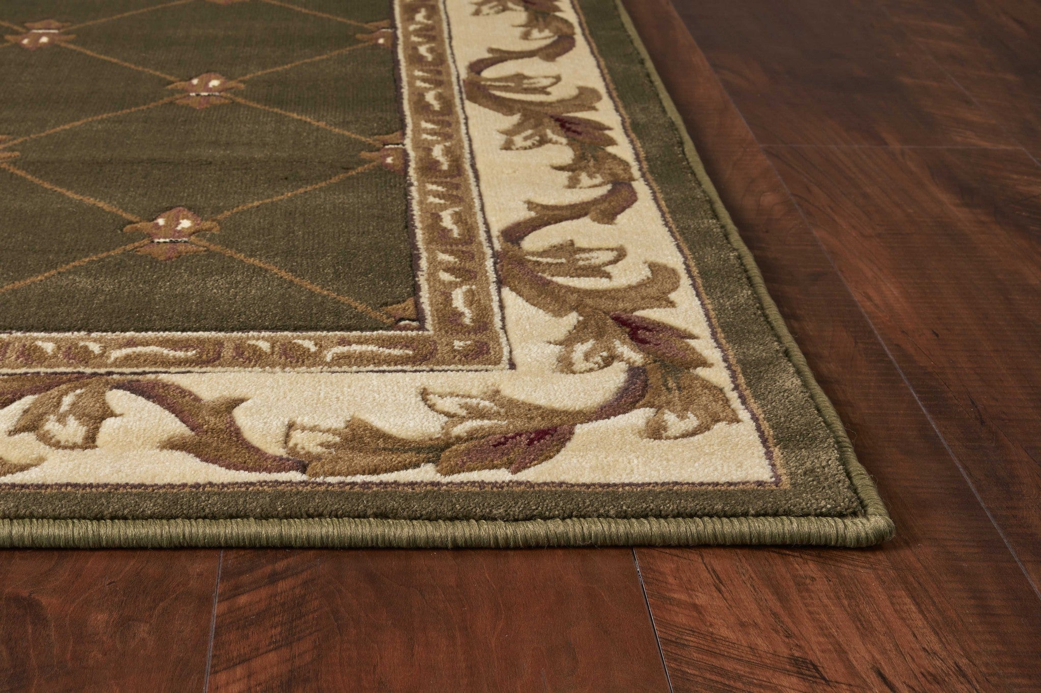 3'x5' Green Machine Woven Hand Carved Fleur De Lis Indoor Area Rug