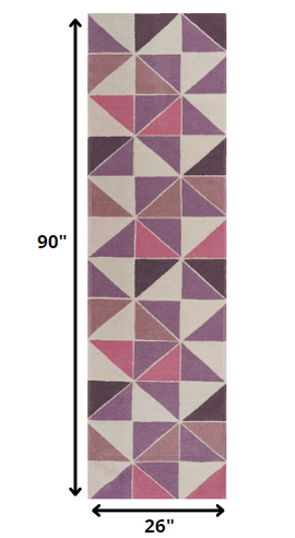 2'2 x 7'6 Polyester Ivory Pink Area Rug