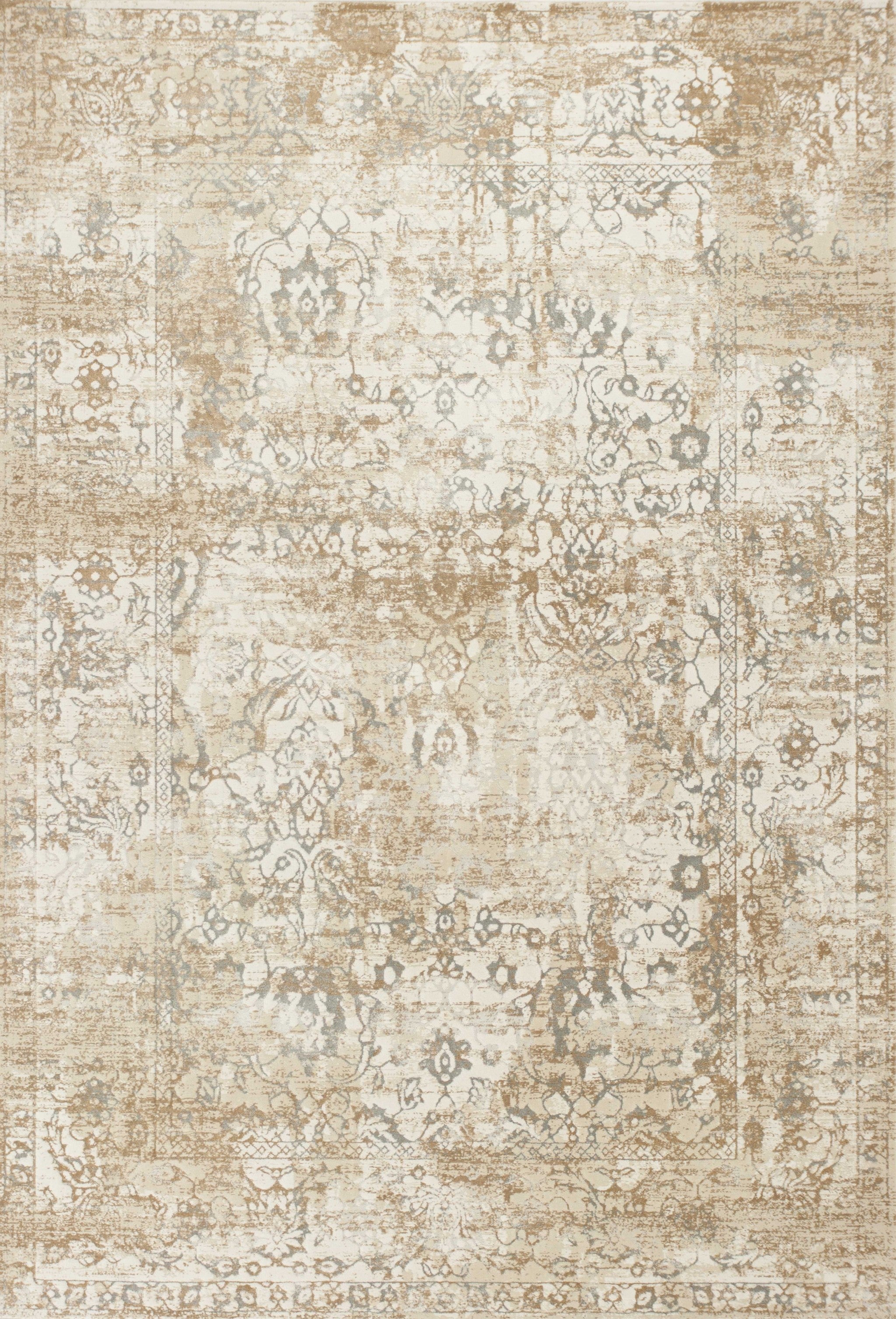 3' x 5' Beige Faded Medallion Area Rug Default Title