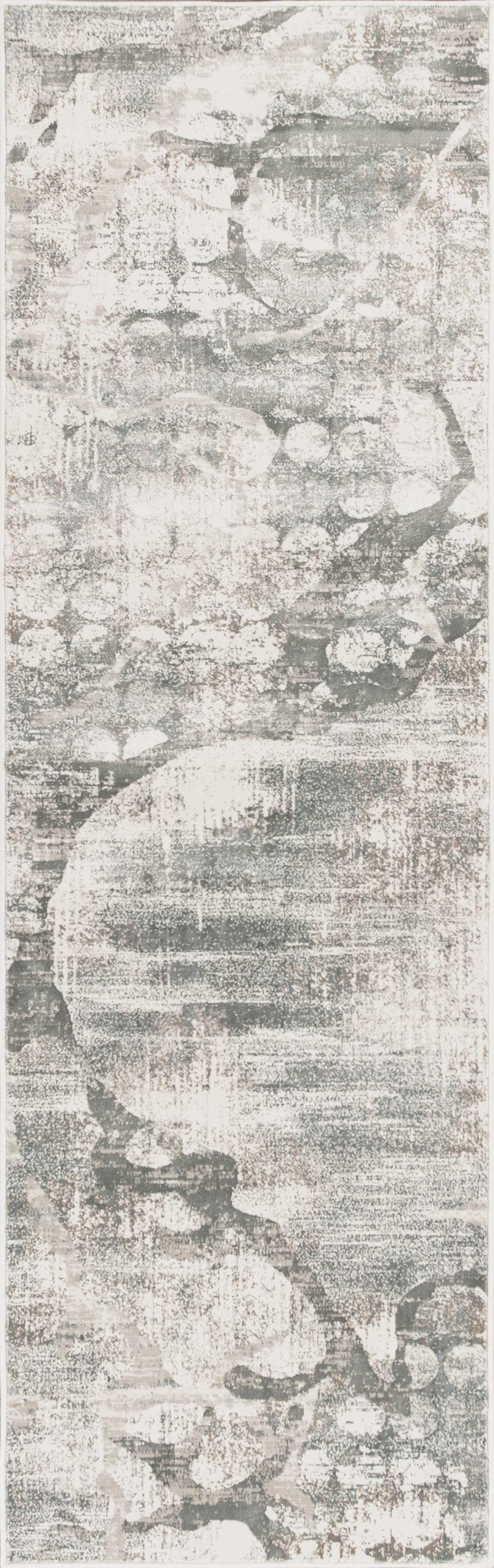 7' Ivory Mist Machine Woven Abstract Indoor Runner Rug Default Title