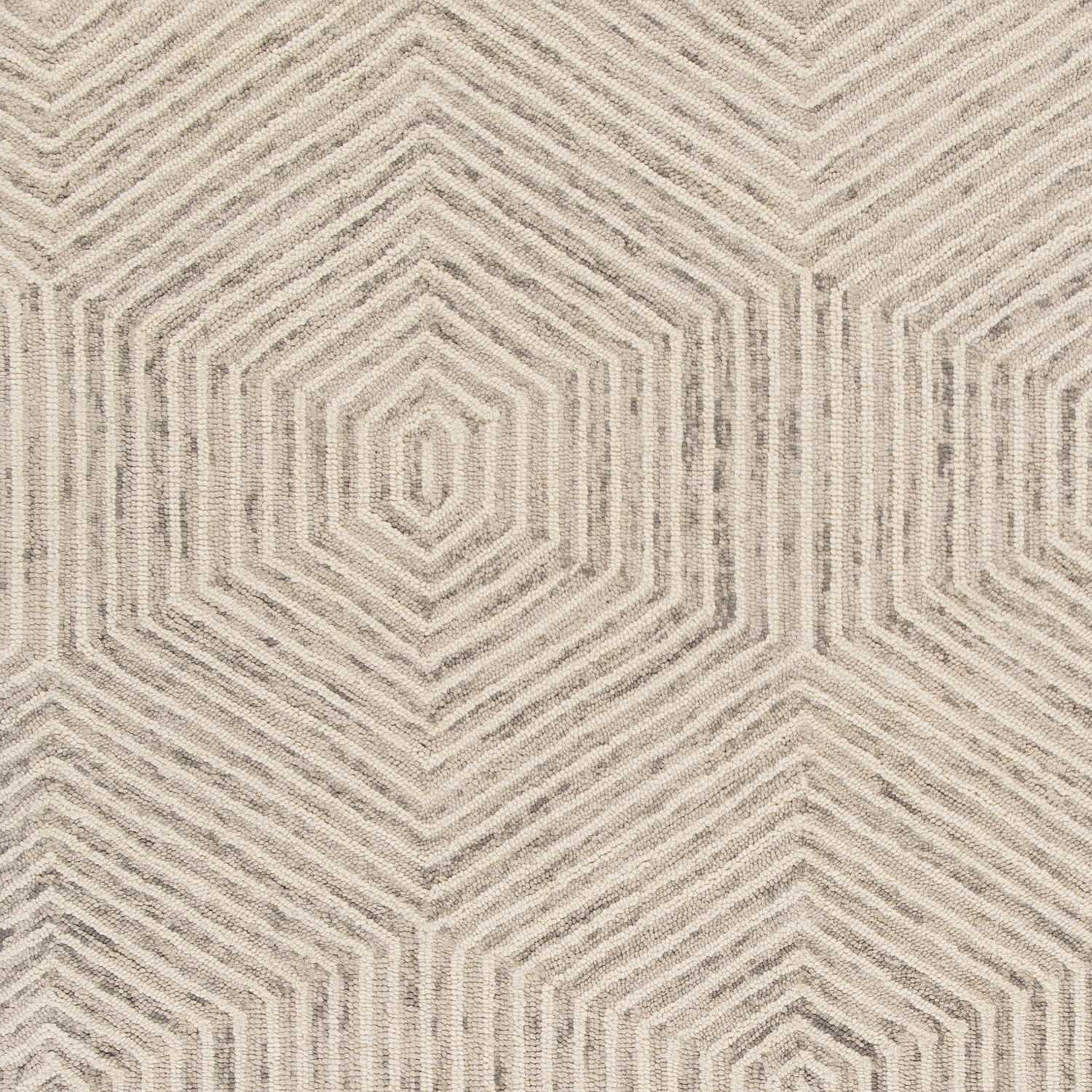 3' x 5' Ivory Geometric Hexagon Wool Area Rug