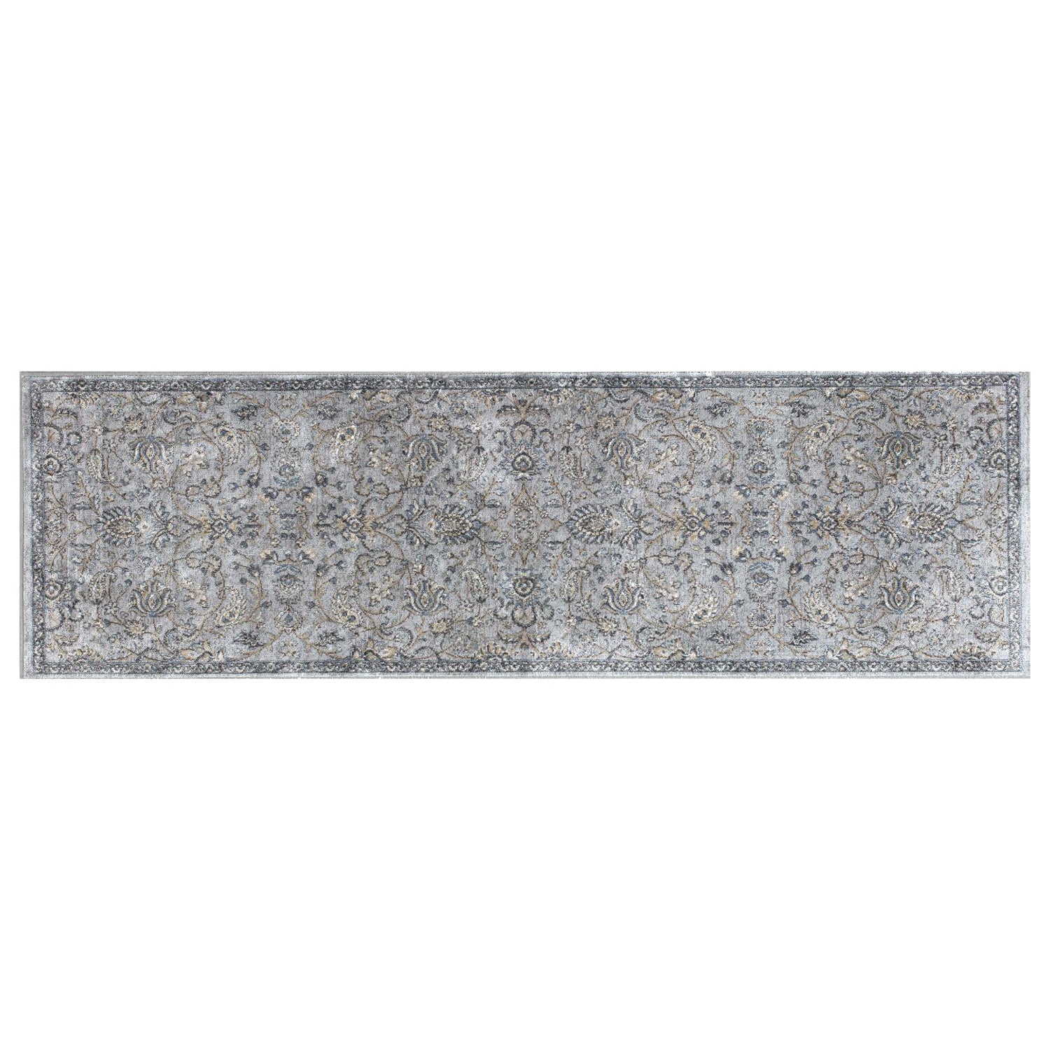 2' x 7' Silver or Blue Ancient Viscose Runner Rug