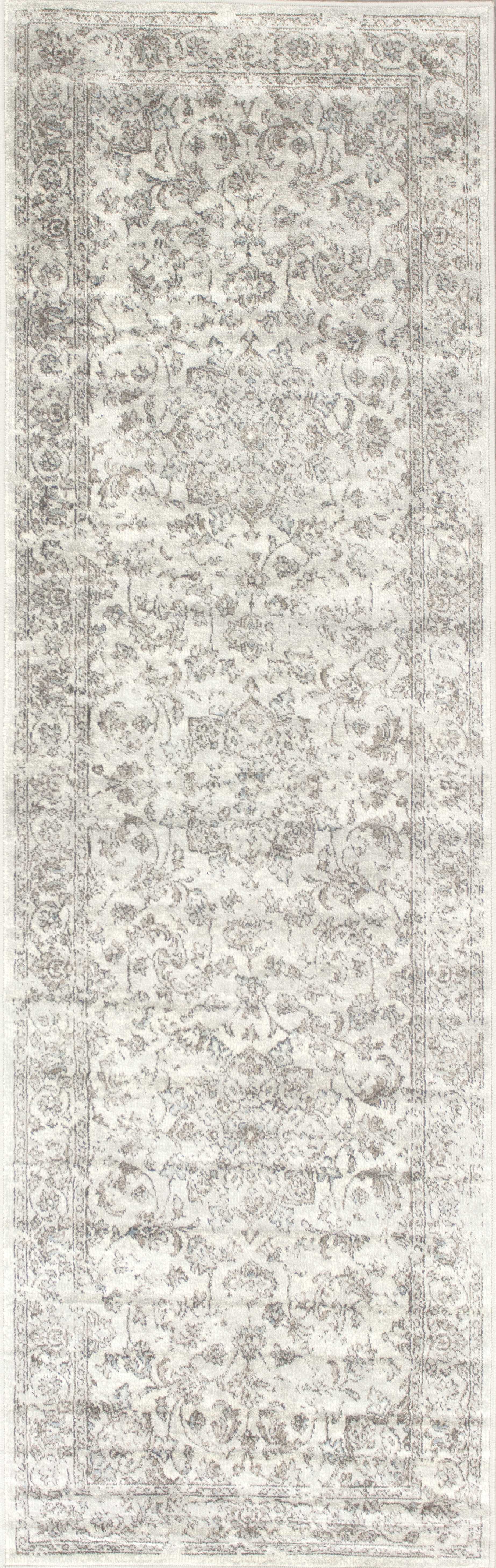 2' x 7' Silver Medallion Viscose Runner Rug