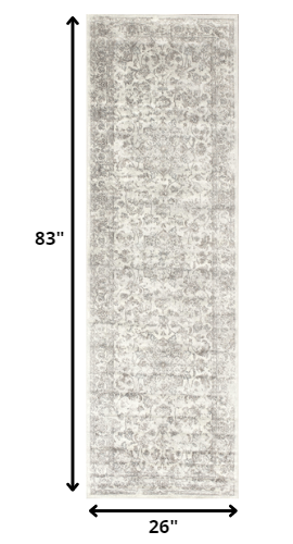 2' x 7' Silver Medallion Viscose Runner Rug