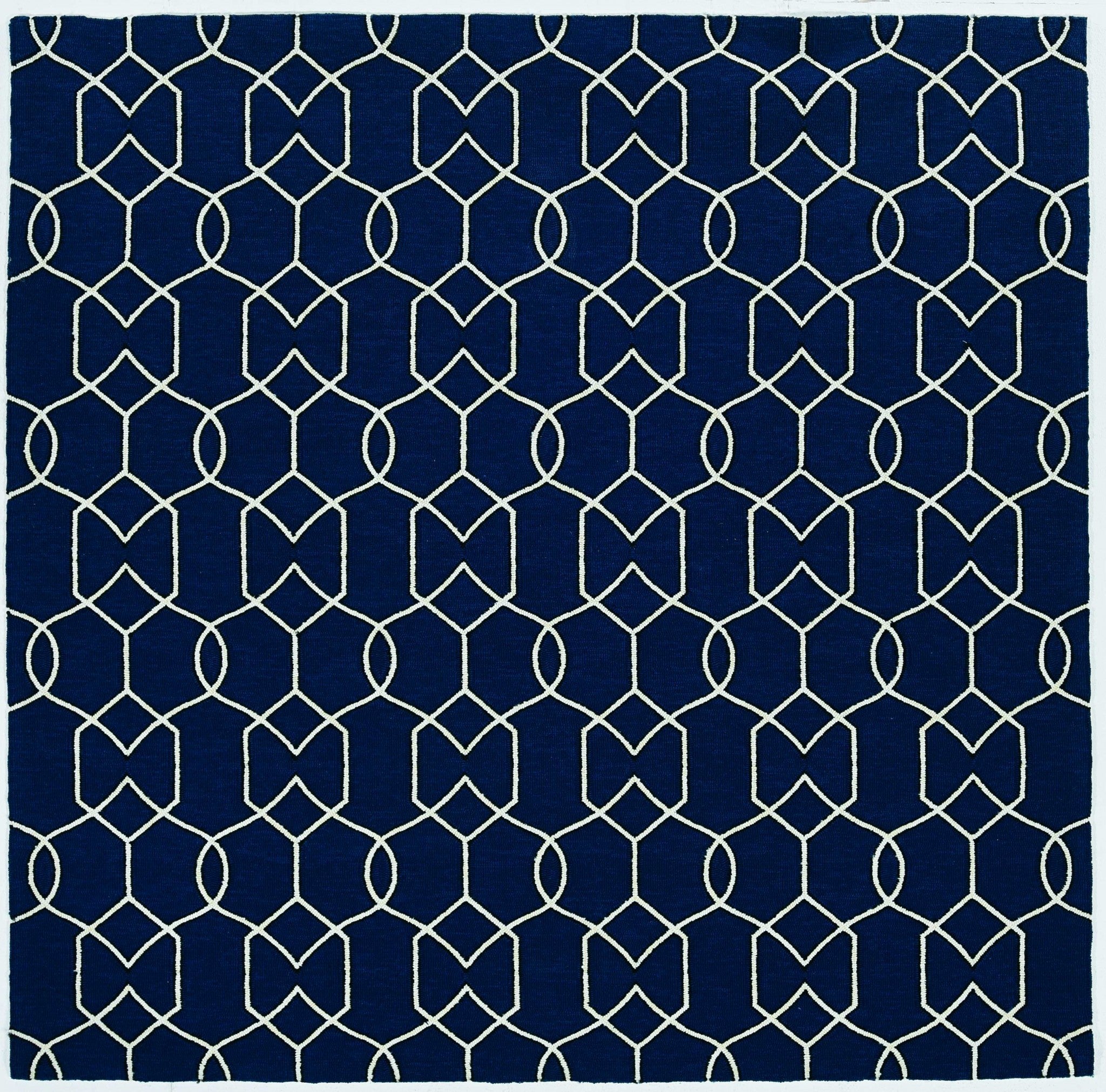 3' x 5' Trellis and Diamond Navy UV Treated Area Rug