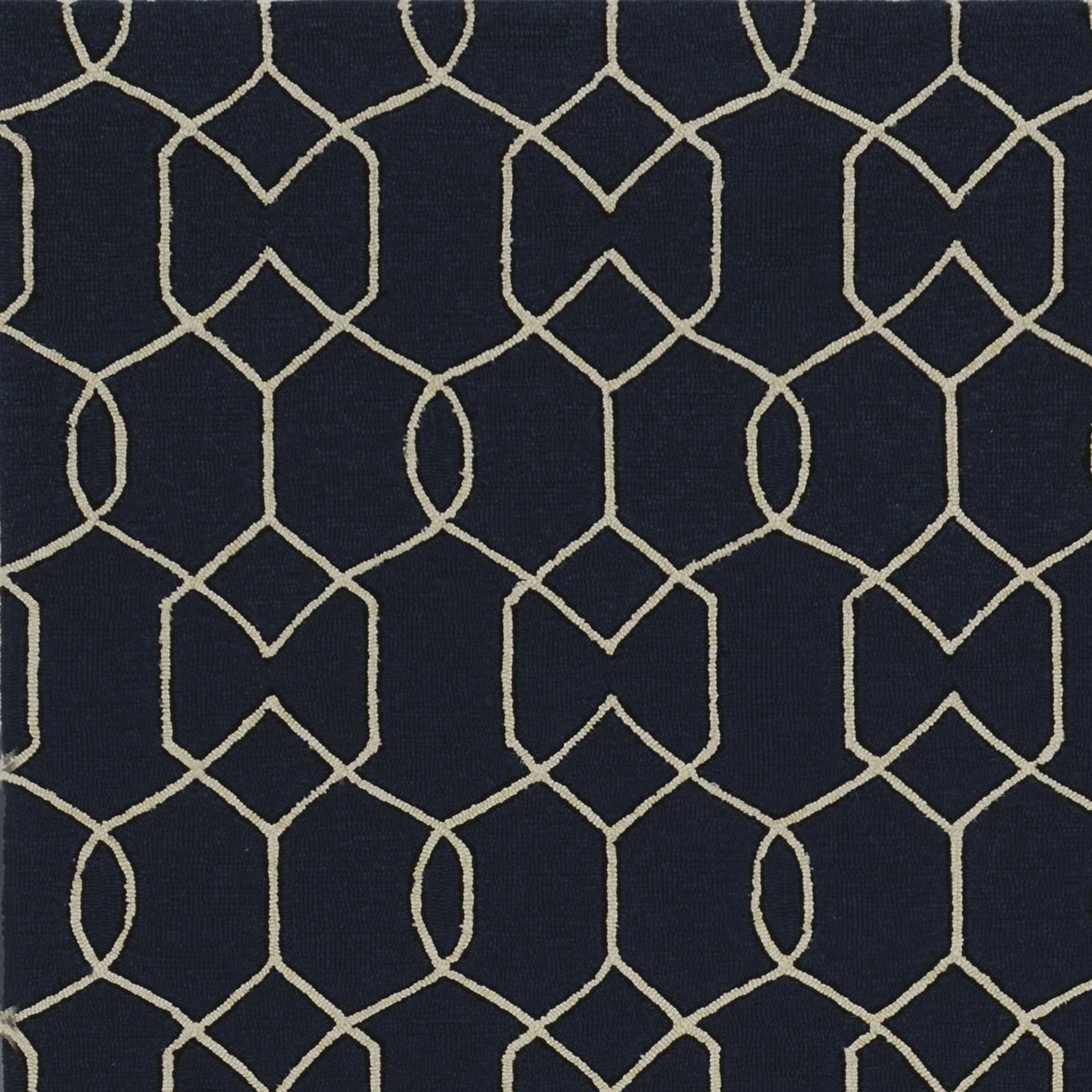 3' x 5' Trellis and Diamond Navy UV Treated Area Rug