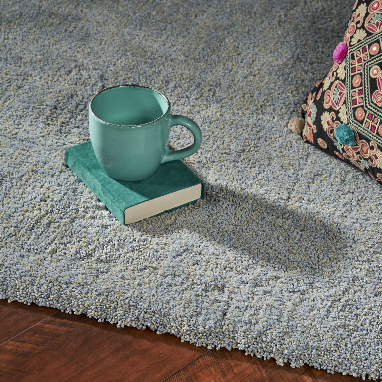 3' x 5' Blue Heather Plain Area Rug