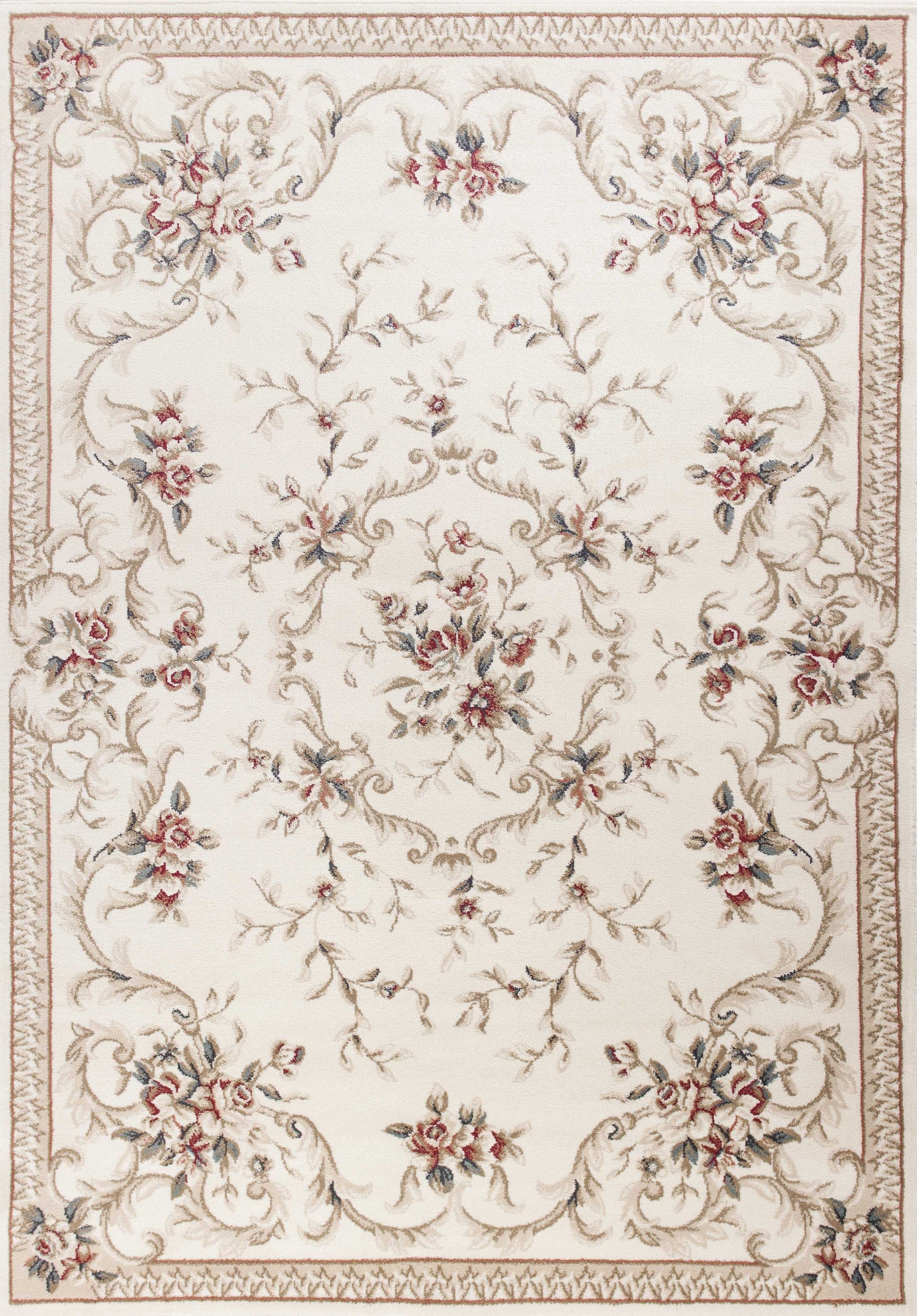 5'x8' Ivory Bordered Floral Indoor Area Rug Default Title
