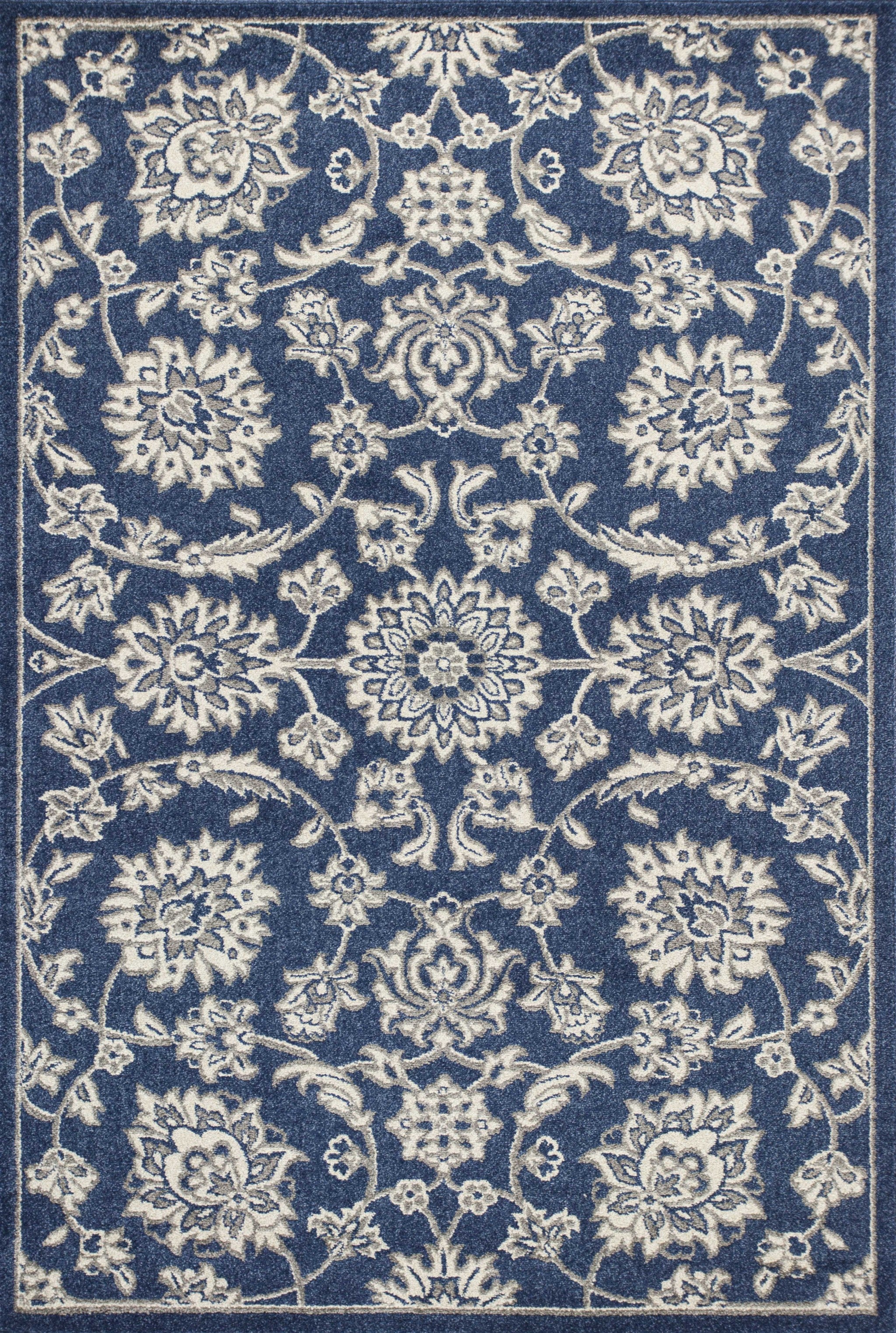 5' x 8' Denim Floral Vines UV Treated Area Rug Default Title