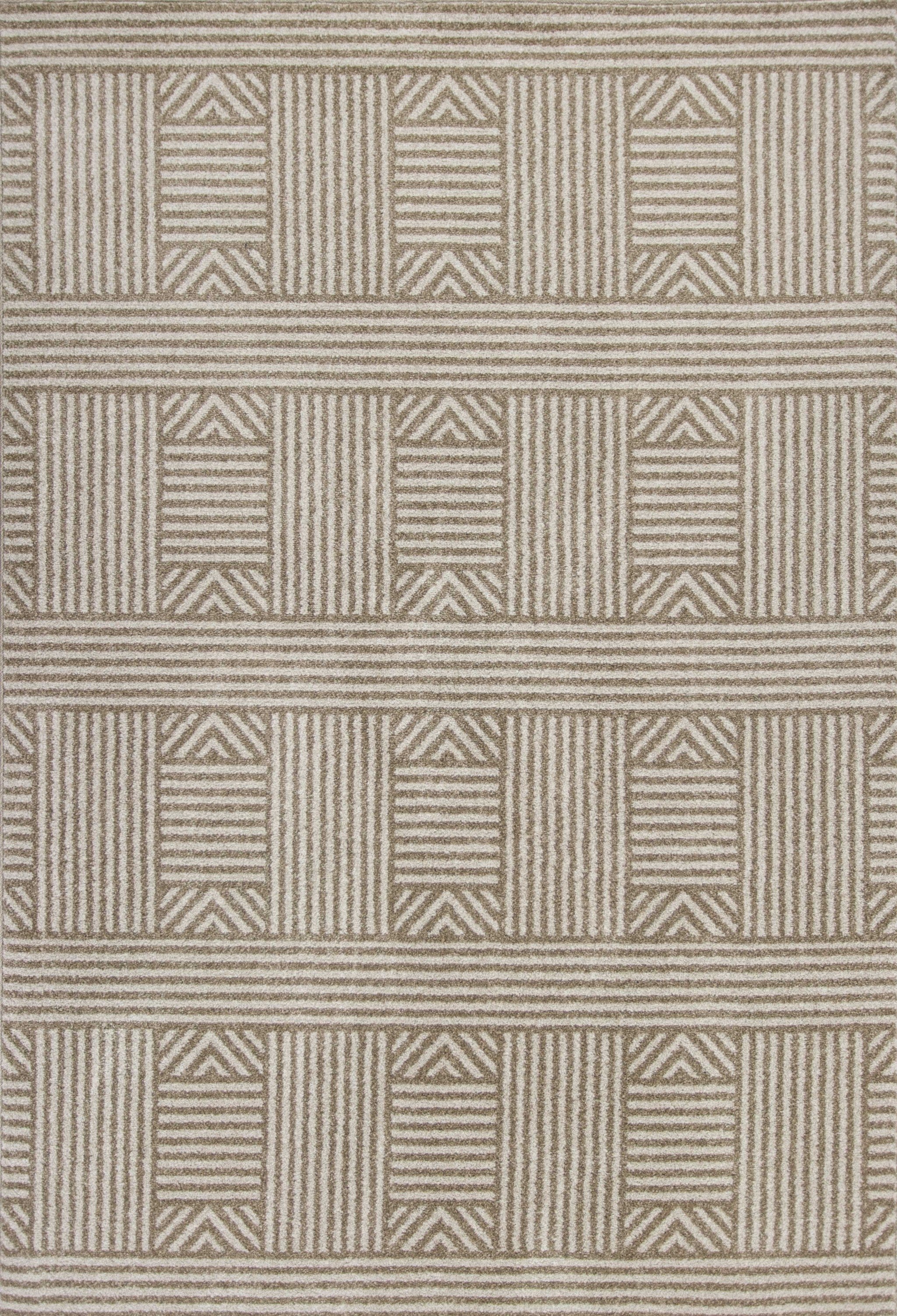 5' x 8' Beige Geometric Lines UV Treated Area Rug Default Title