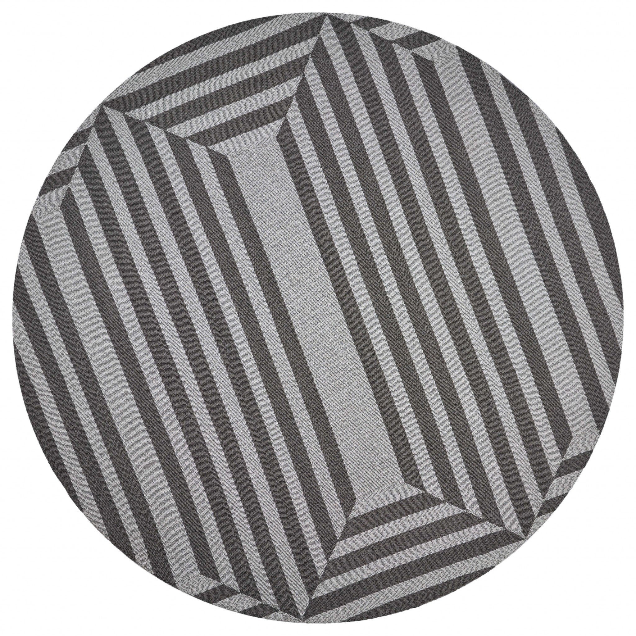 7' Round  UV treated Polypropylene Charcoal Area Rug Default Title