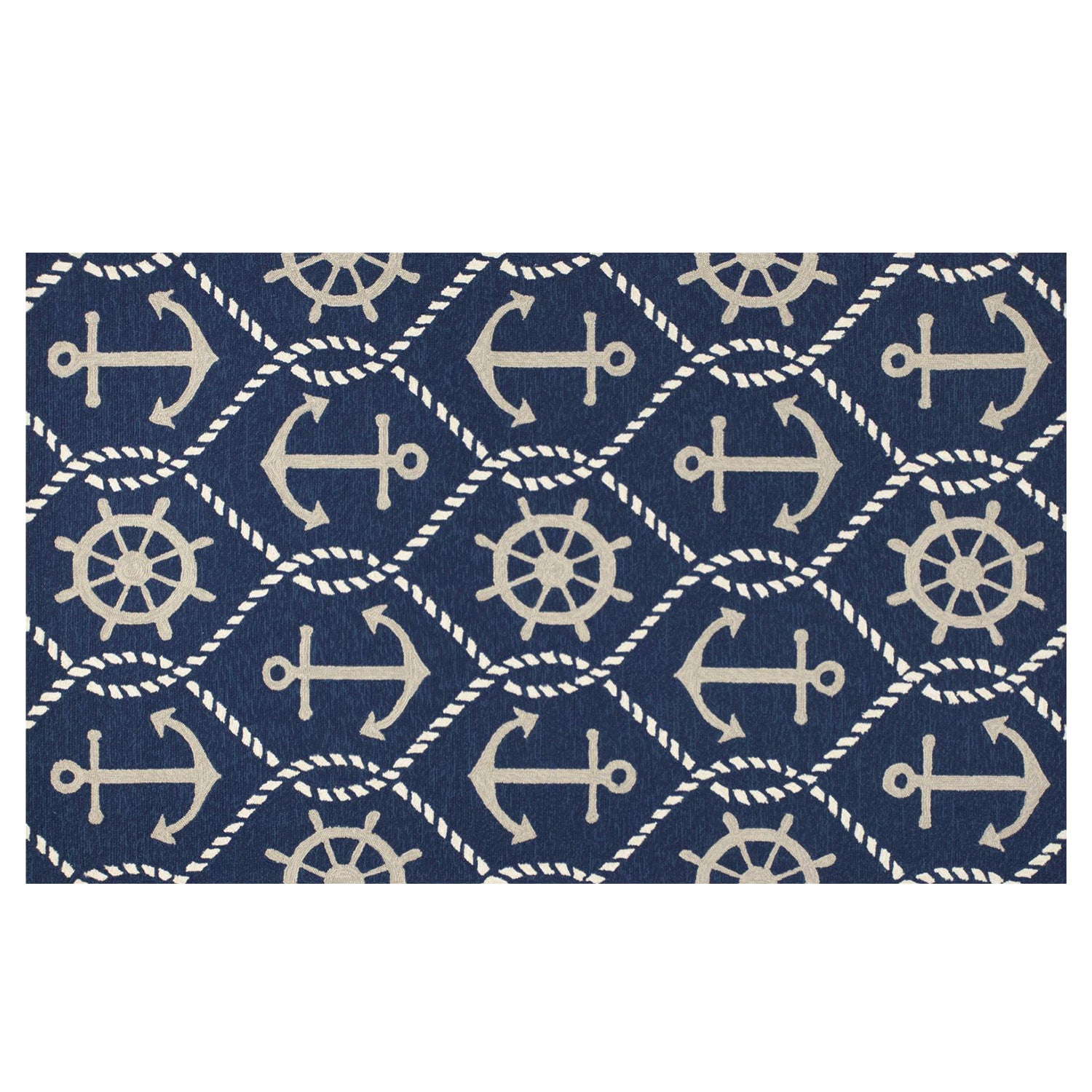 7' Round UV treated Polypropylene Navy Area Rug