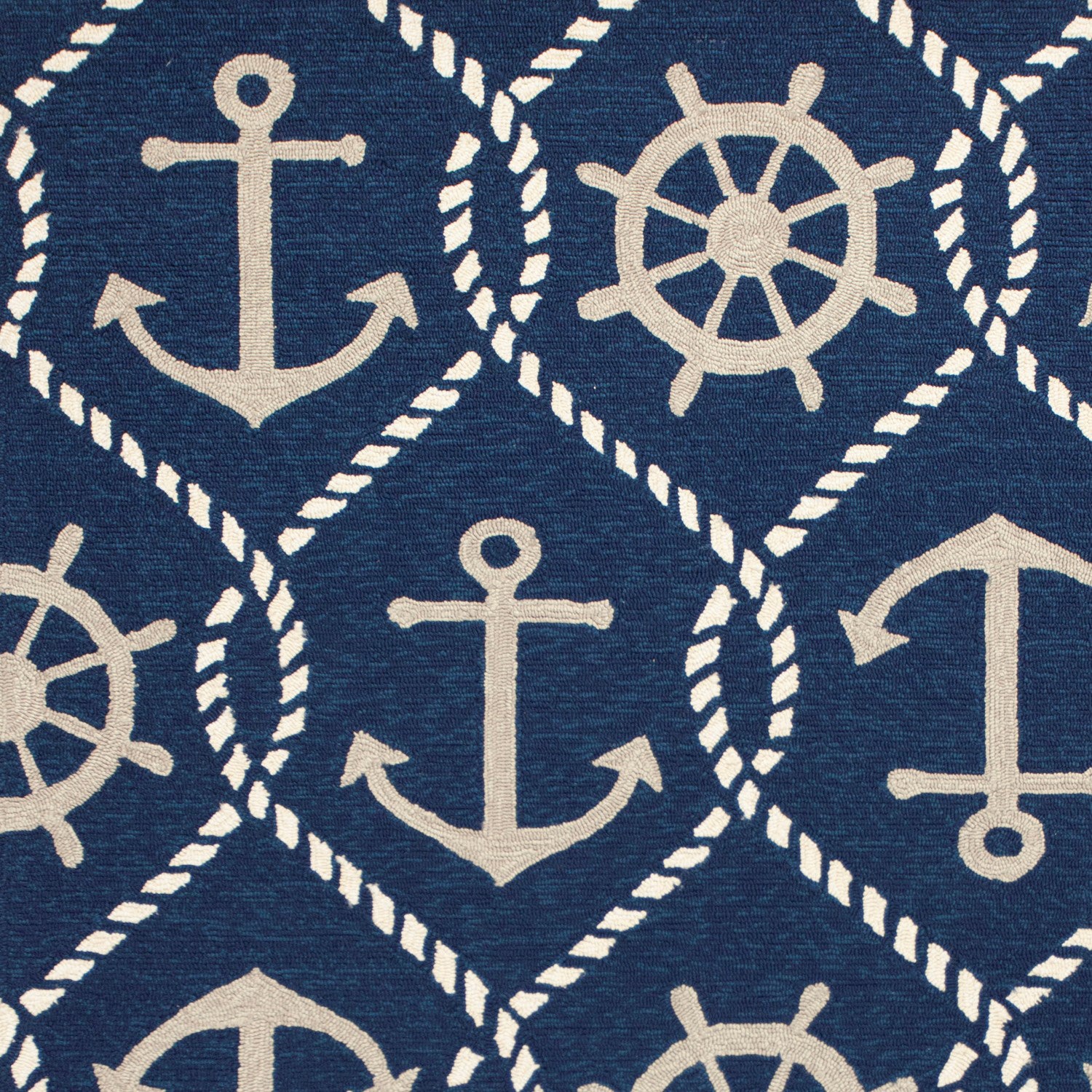 7' Round UV treated Polypropylene Navy Area Rug