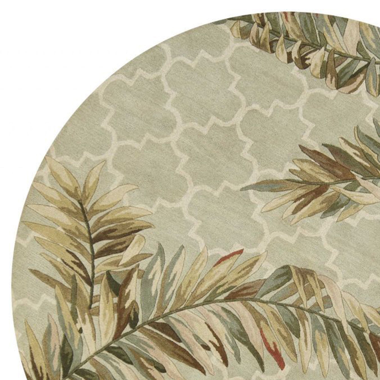 6' Sage Green Hand Tufted Tropical Quatrefoil Round Indoor Area Rug