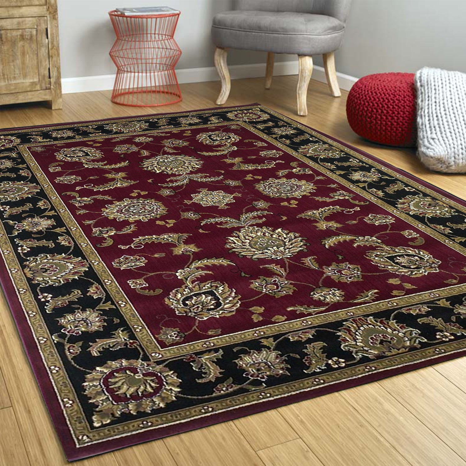7' x 10'  Polypropylene Red or  Black Area Rug