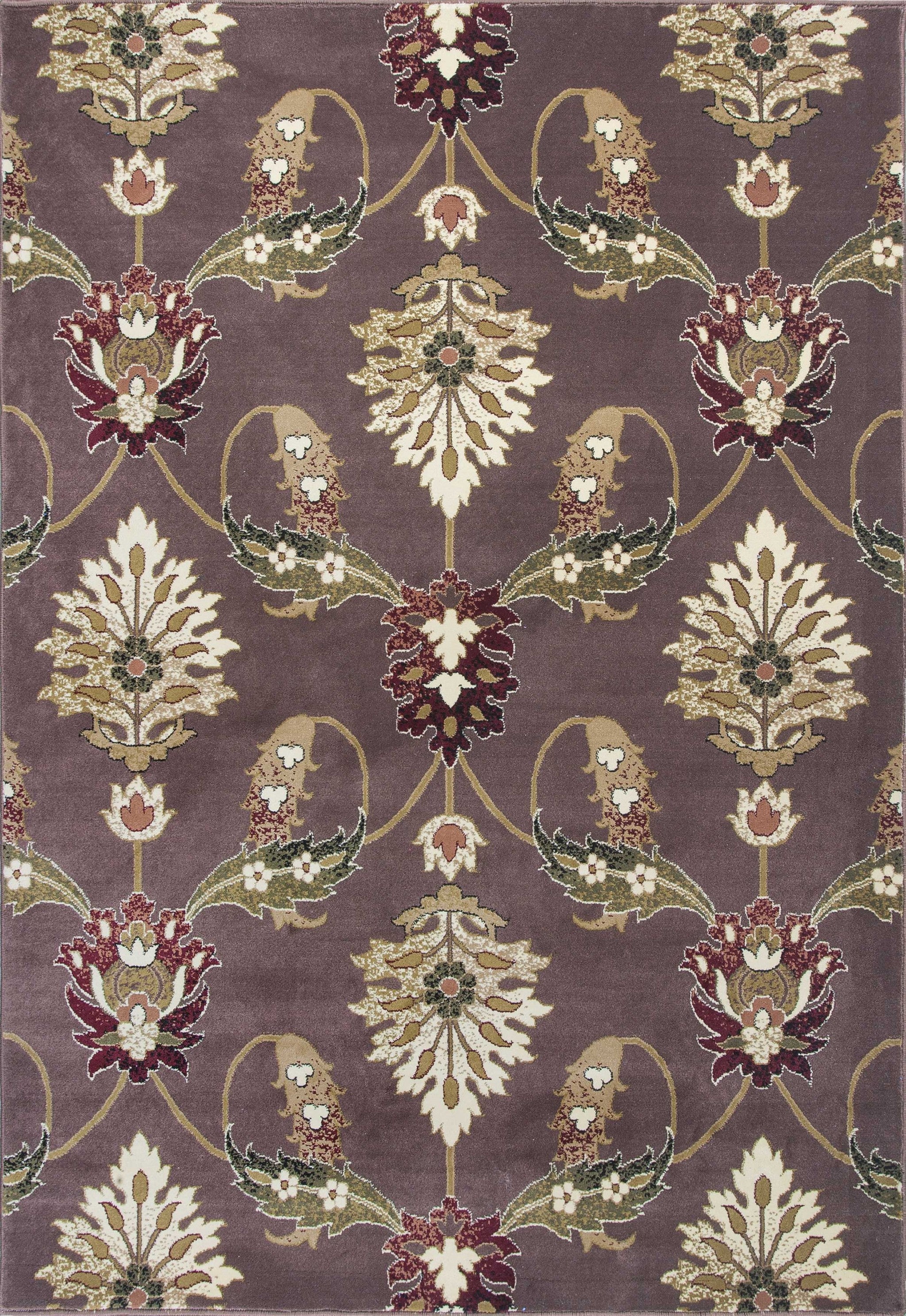 8'x11' Plum Machine Woven Floral Traditional Indoor Area Rug Default Title