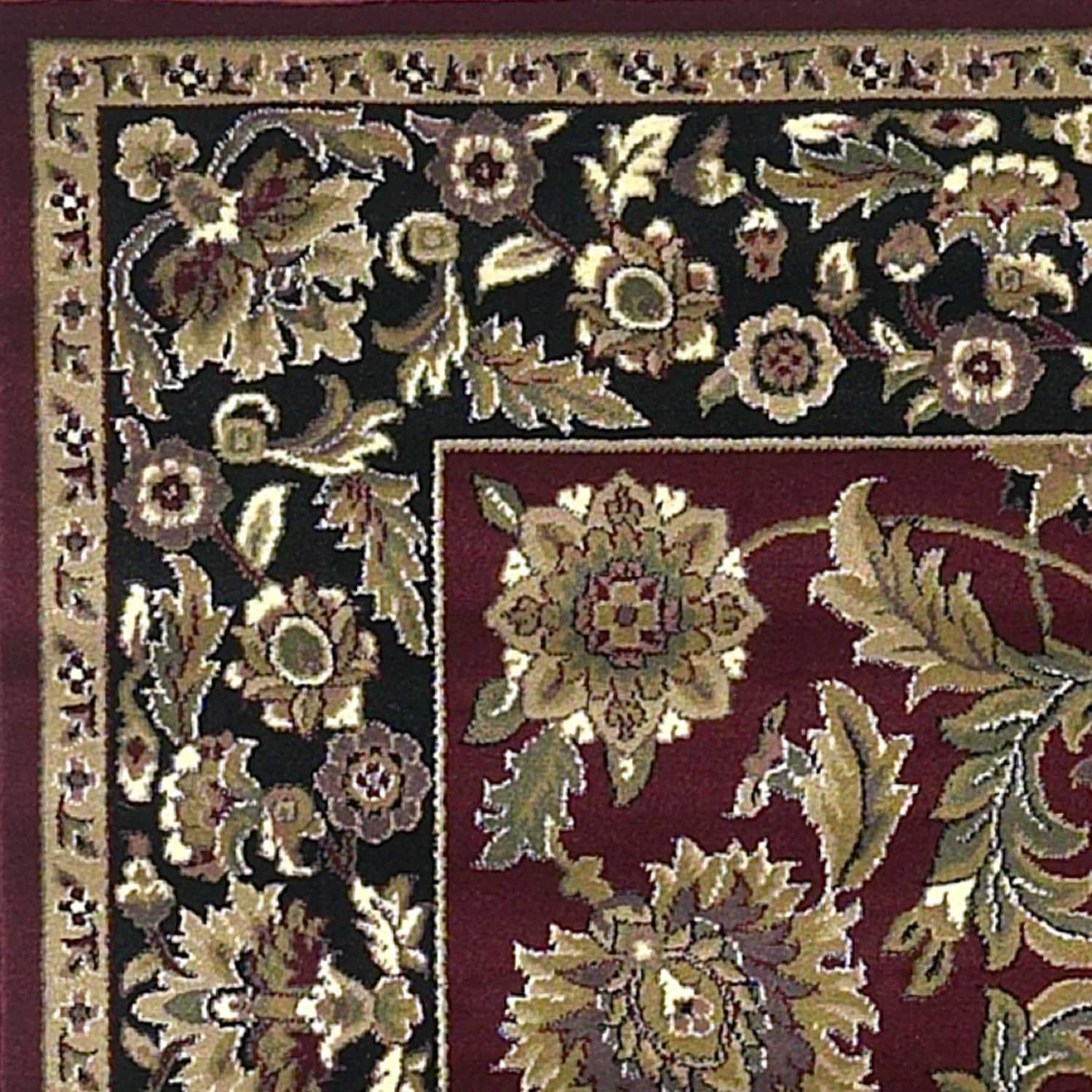 8'x11' Red Black Machine Woven Floral Traditional Indoor Area Rug