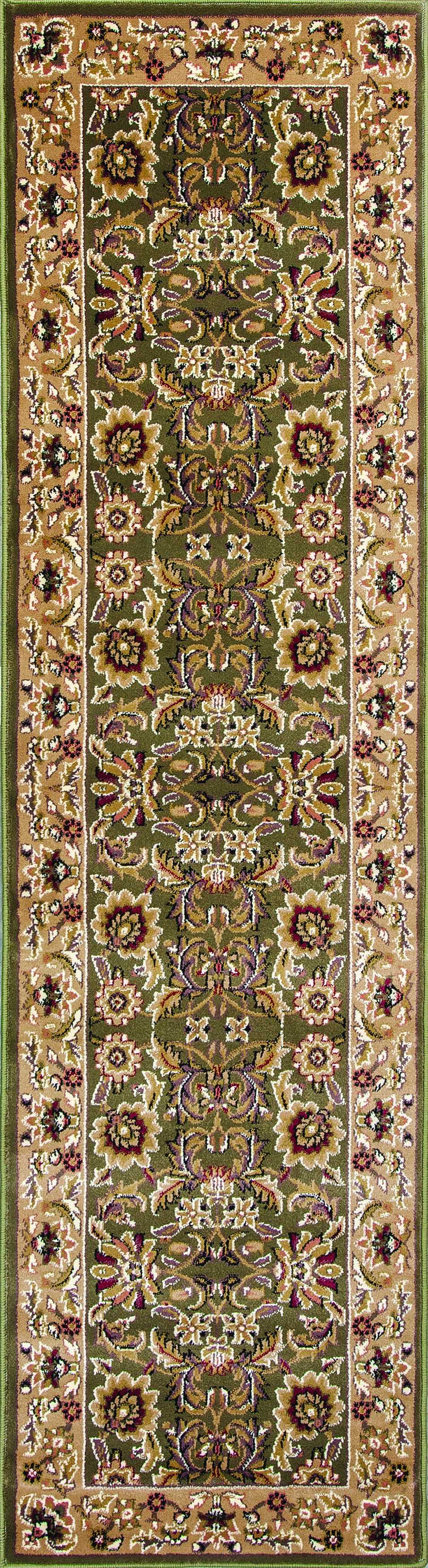 8'x11' Green Taupe Machine Woven Floral Traditional Indoor Area Rug