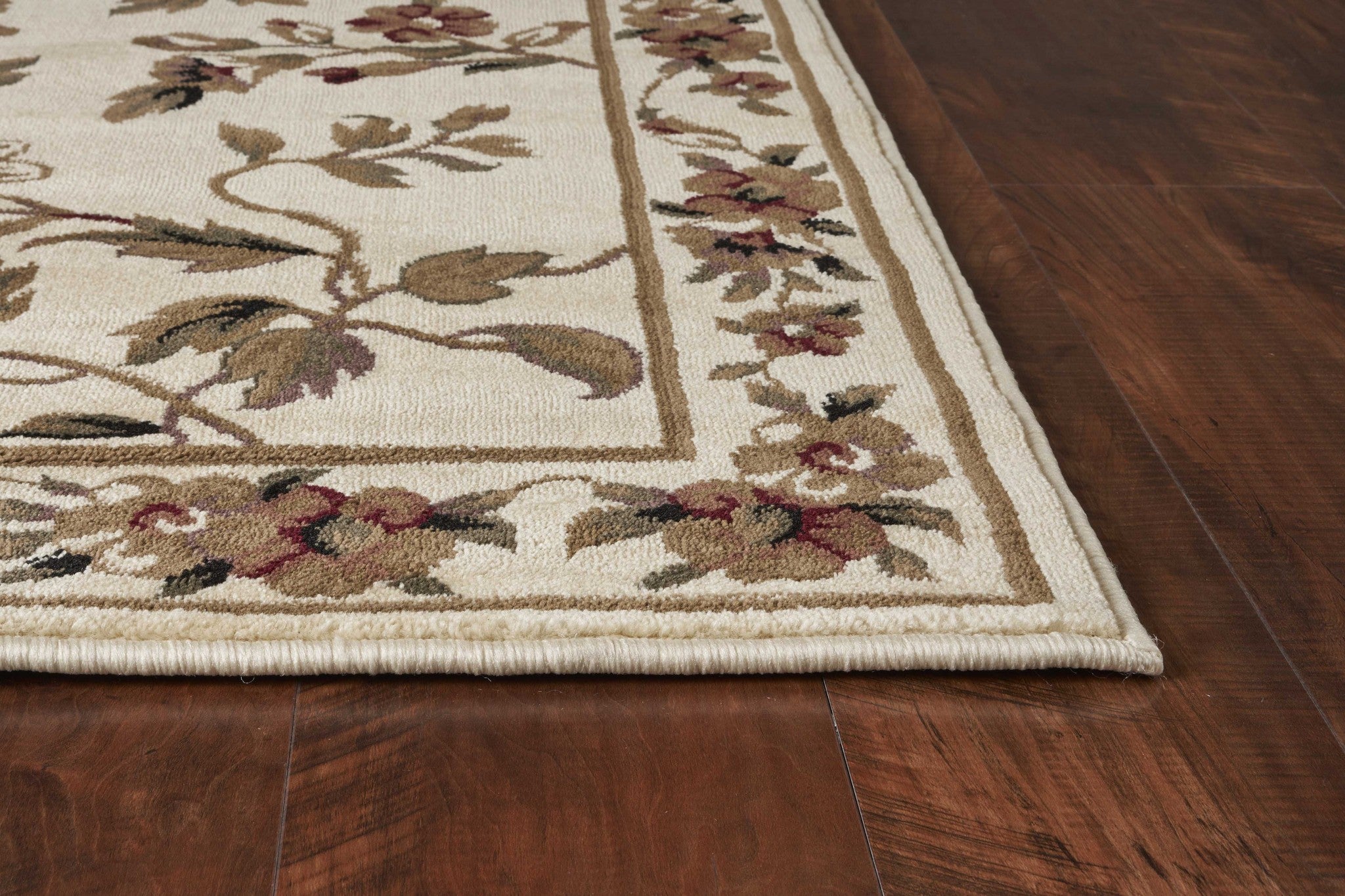 8'x11' Ivory Machine Woven Floral Vines Indoor Area Rug