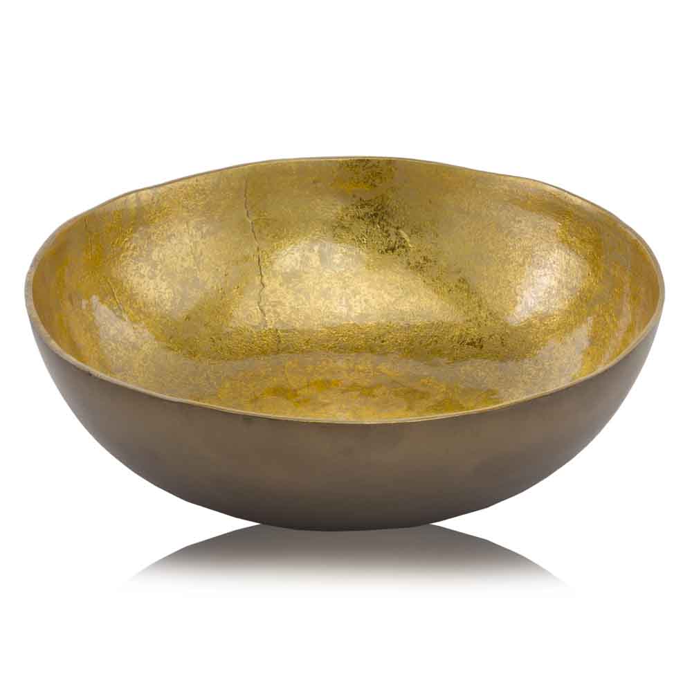 17" x 17" x 4.5" Gold & Bronze Metal Large Round - Bowl Default Title