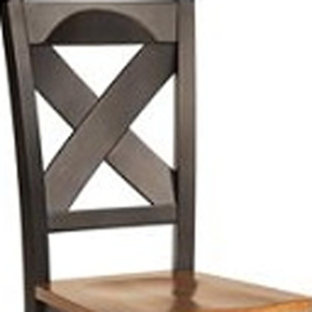 Updated Two Tone X Back Hardwood Dining Chair  Black