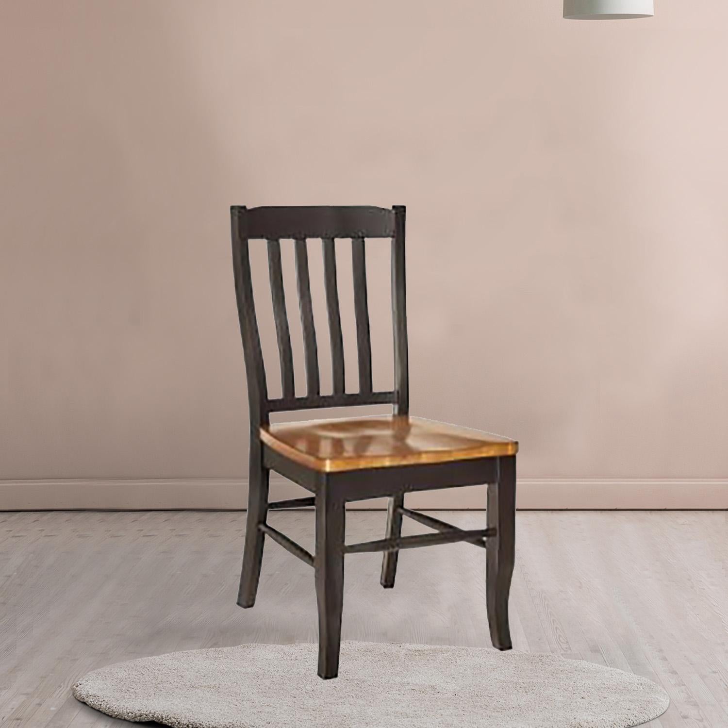 Classic Two Tone Dark Hardwood Dining or Side Chair