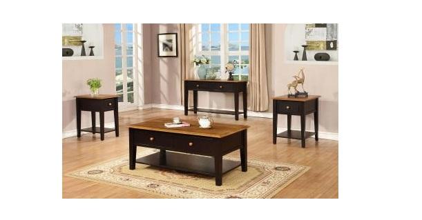 Classic Two Tone Light and Dark Hardwood Coffee Table