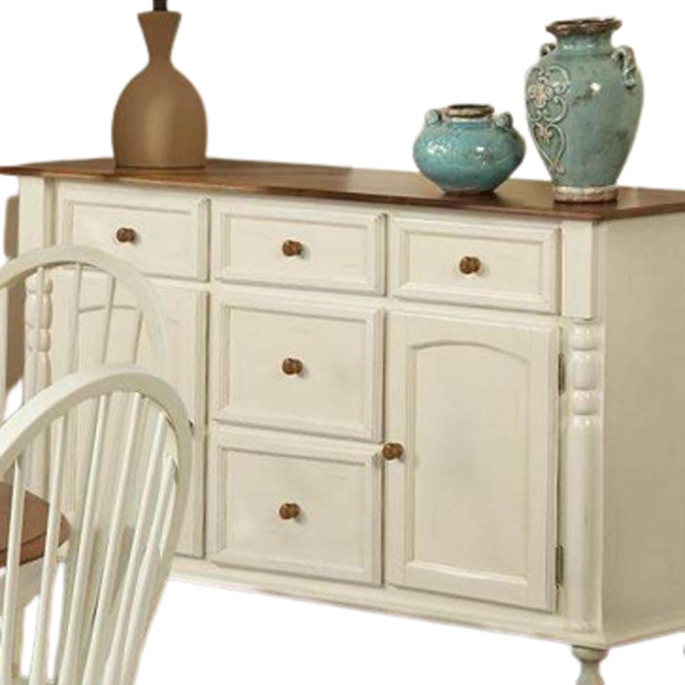 Off White and Cherry Hardwood Buffet Server