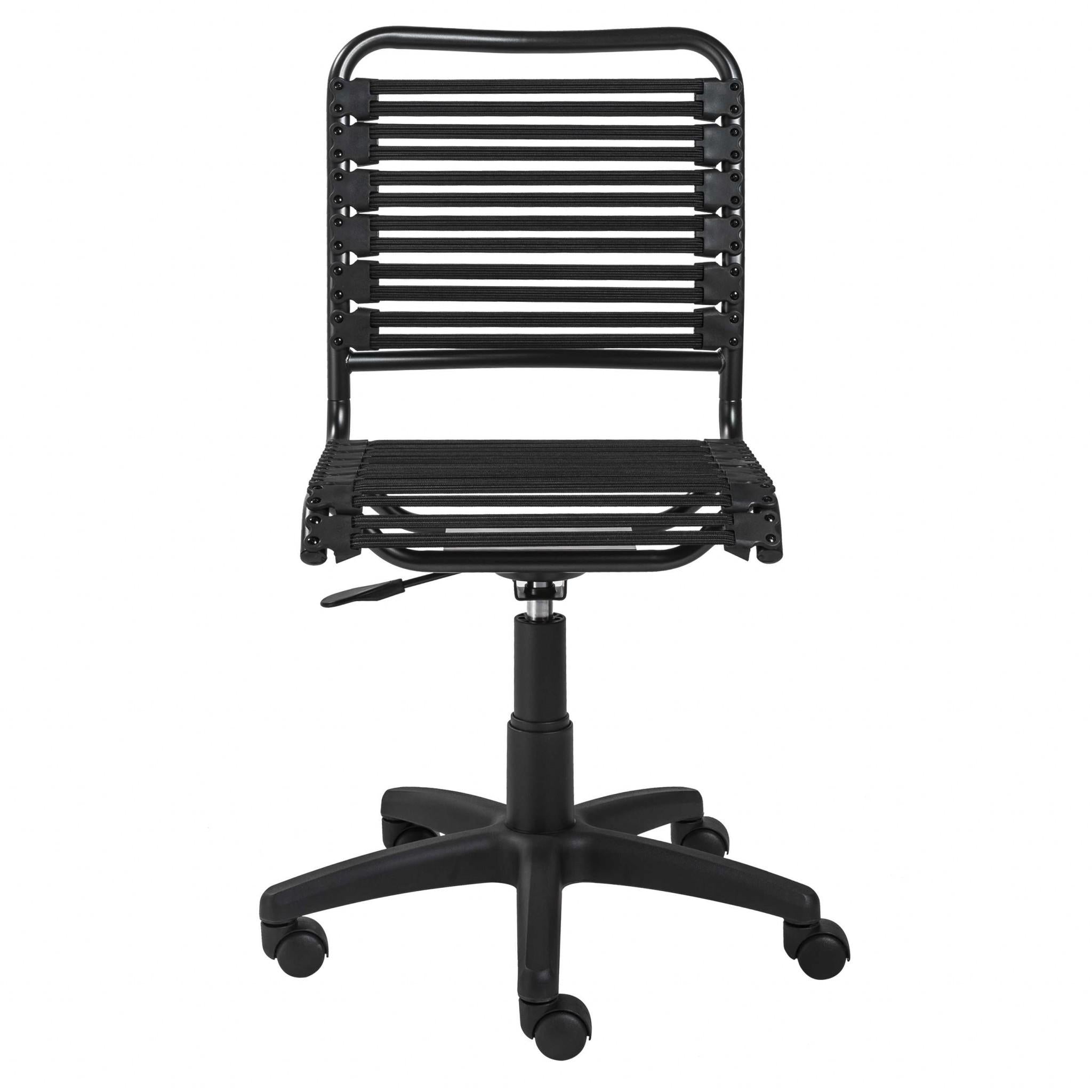 Black Flat Bungie Cord Low Back Rolling Office Chair