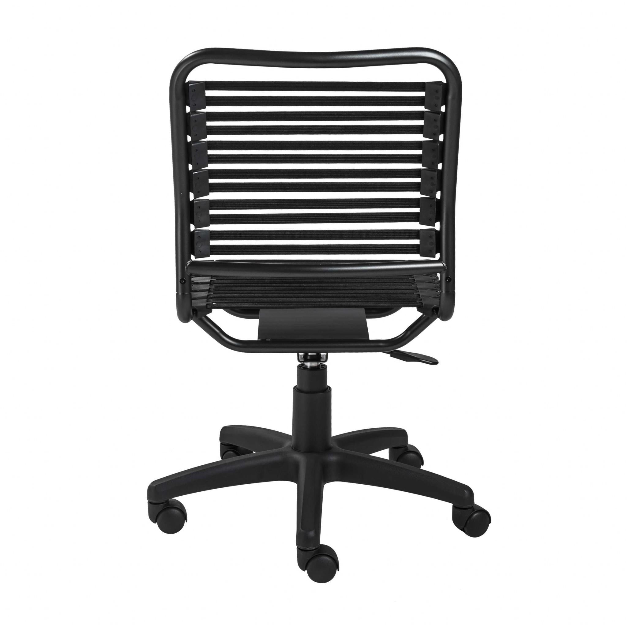 Black Flat Bungie Cord Low Back Rolling Office Chair