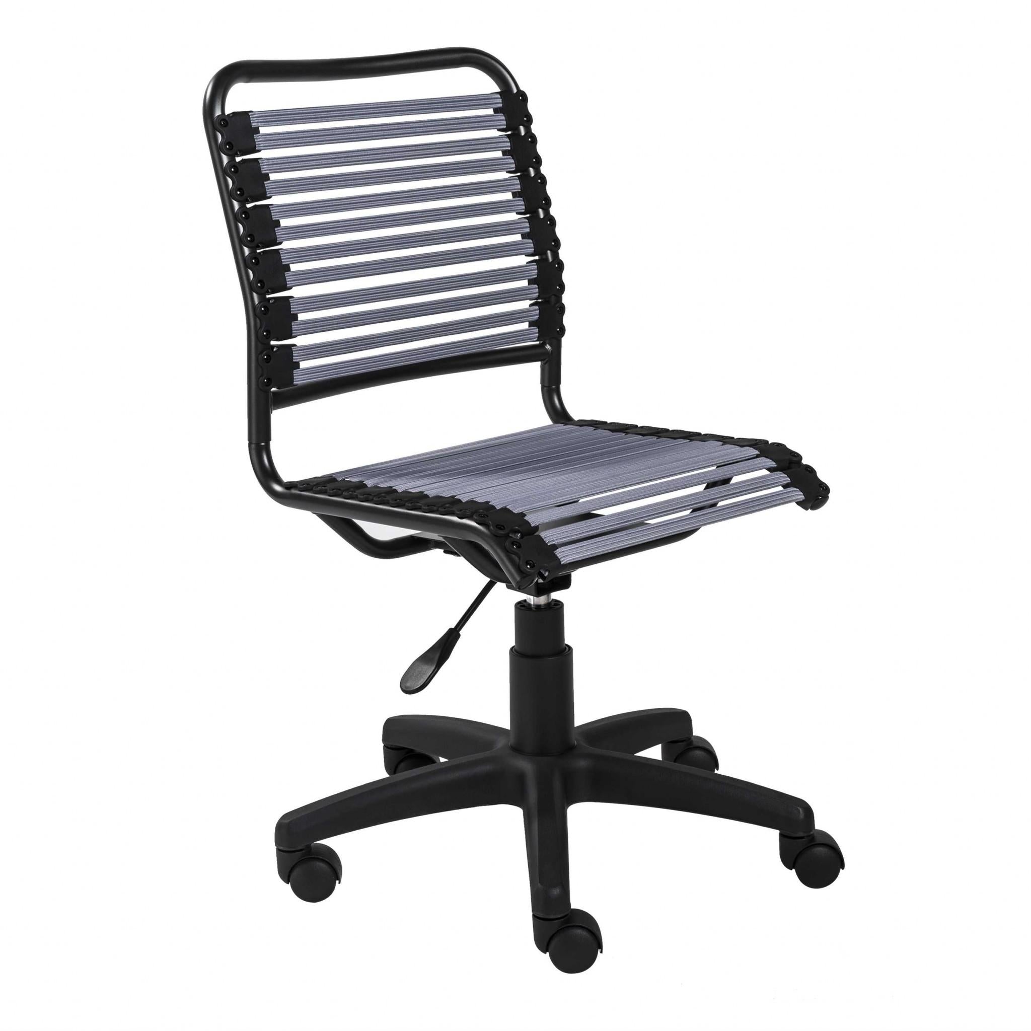 Gray Flat Bungie Cord Low Back Rolling Office Chair