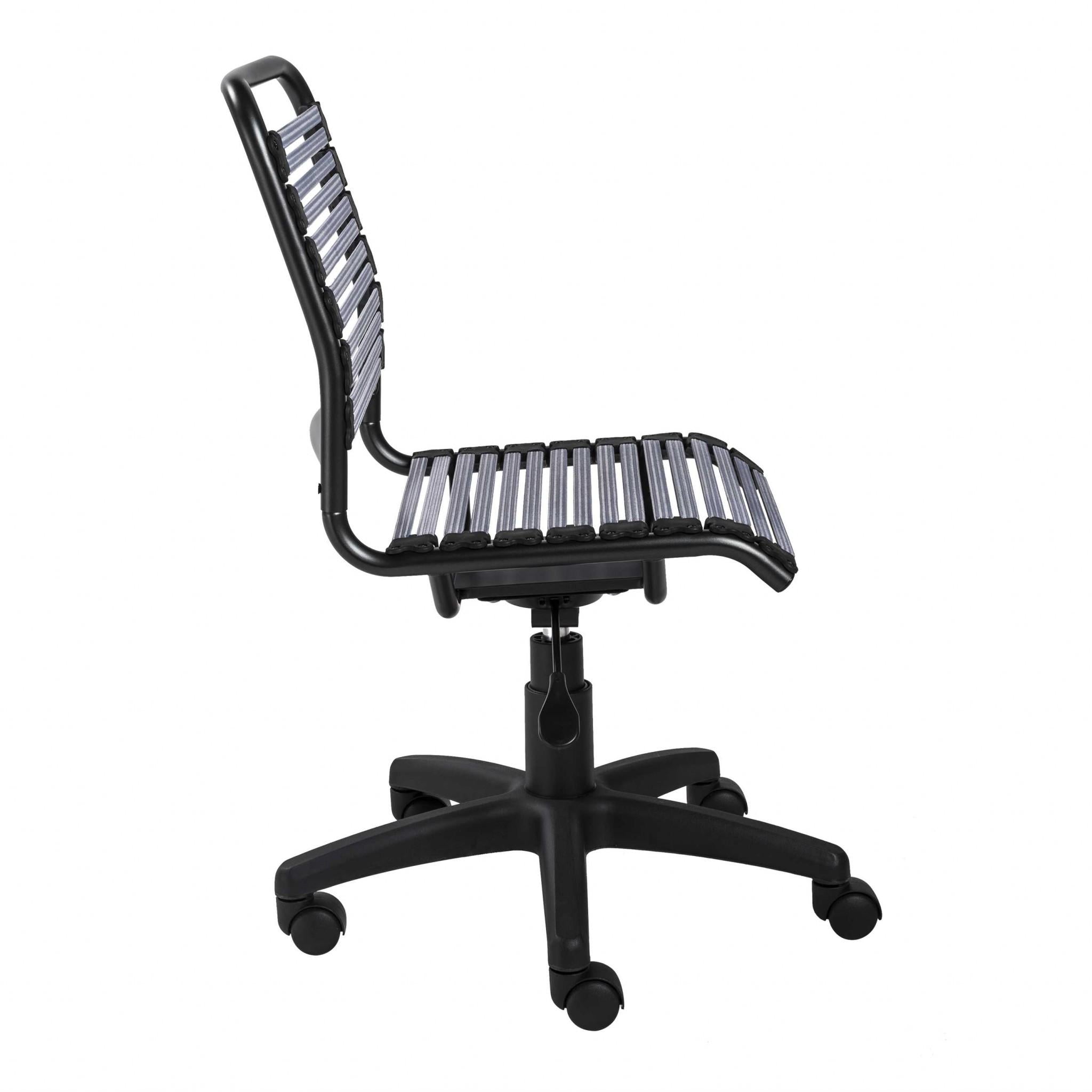 Gray Flat Bungie Cord Low Back Rolling Office Chair