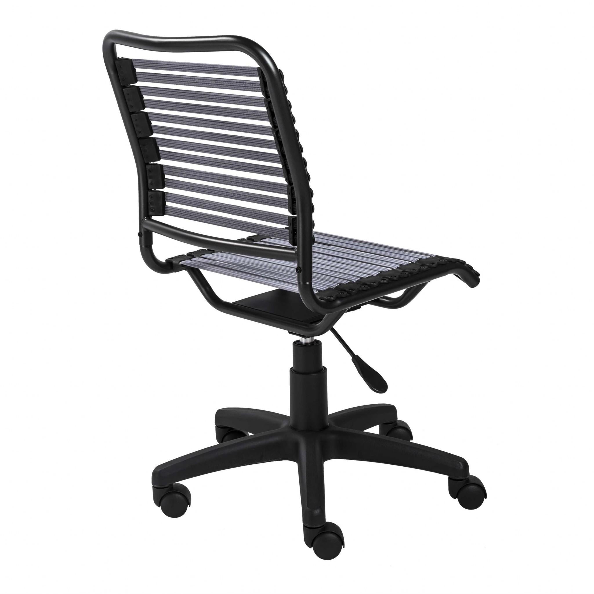 Gray Flat Bungie Cord Low Back Rolling Office Chair