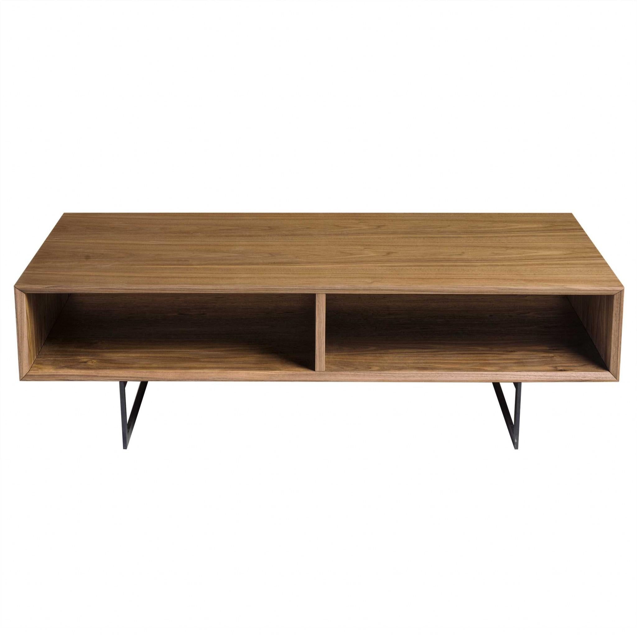 Mod Retro Walnut Brown Open Shelving Coffee Table