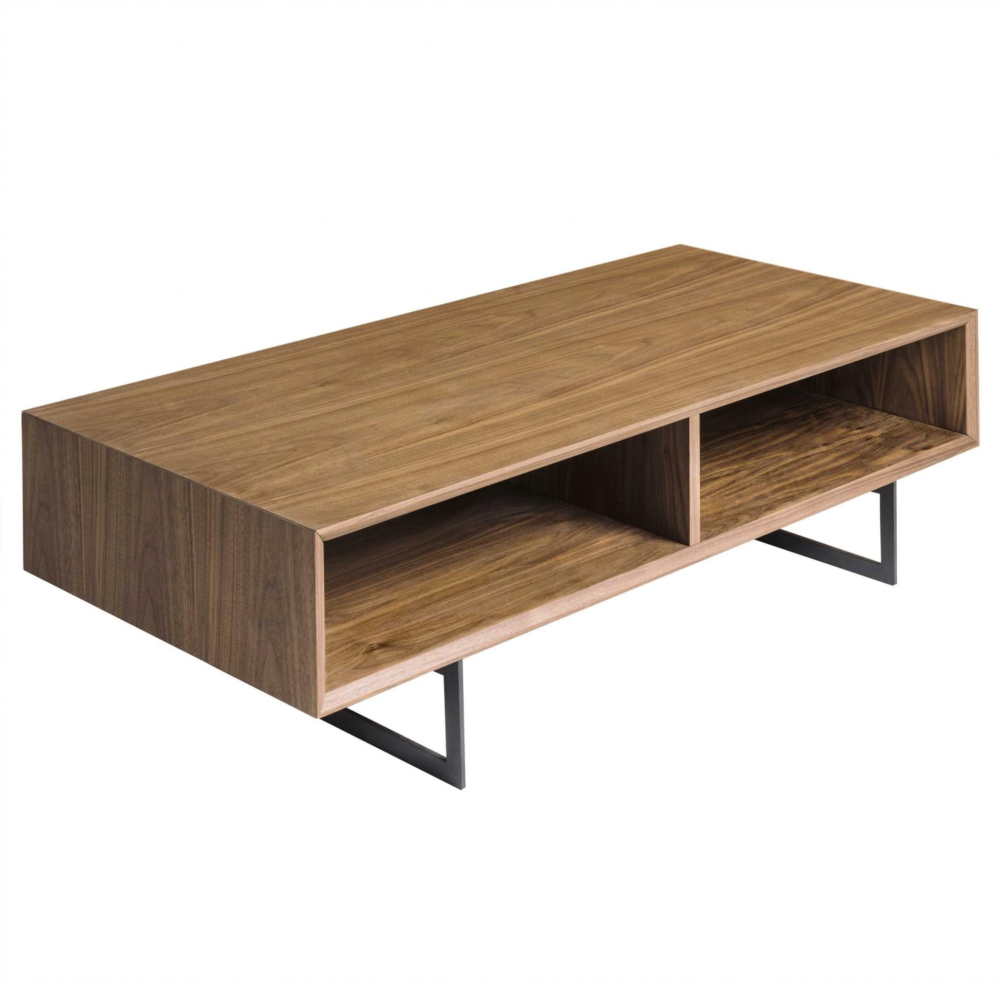 Mod Retro Walnut Brown Open Shelving Coffee Table