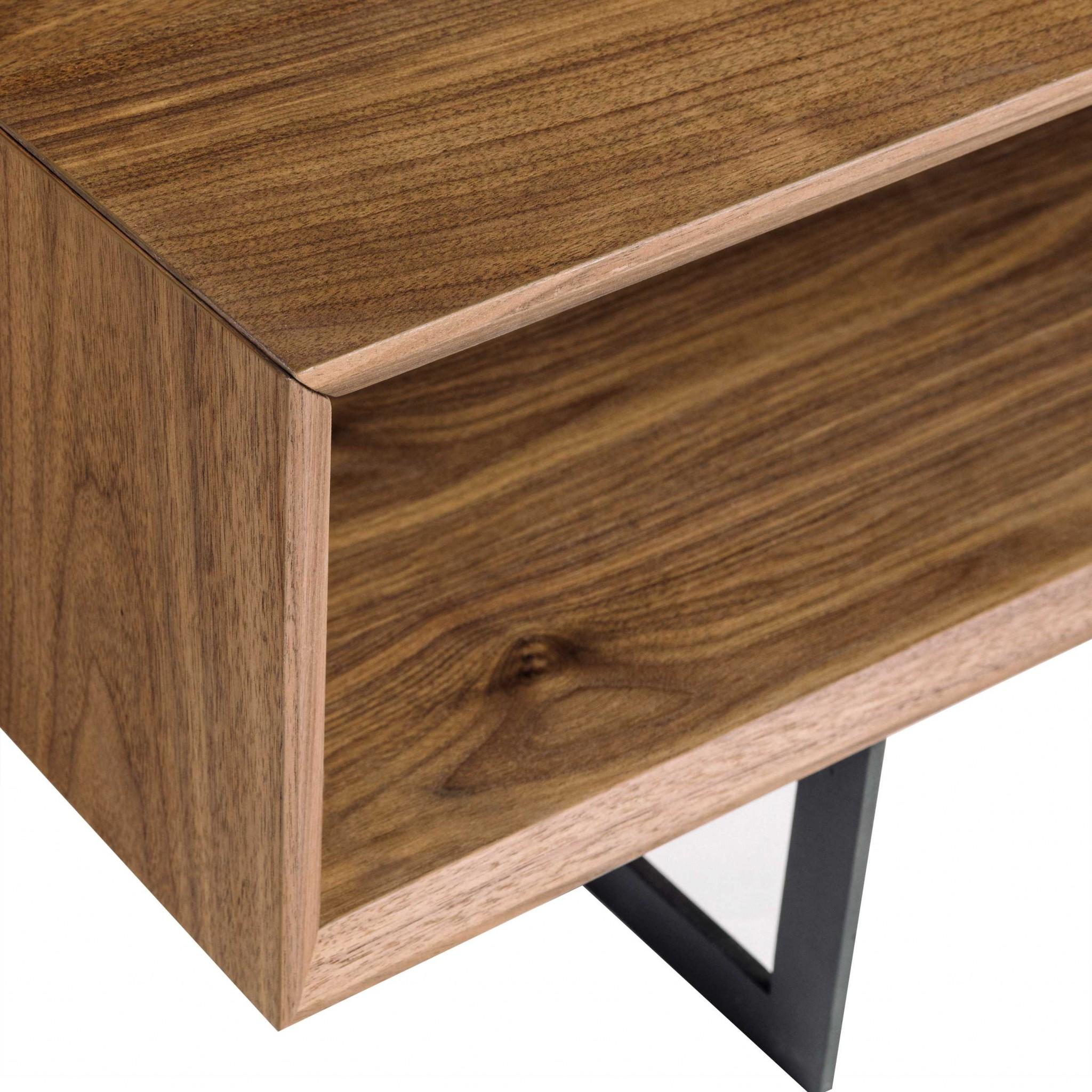 Mod Retro Walnut Brown Open Shelving Coffee Table