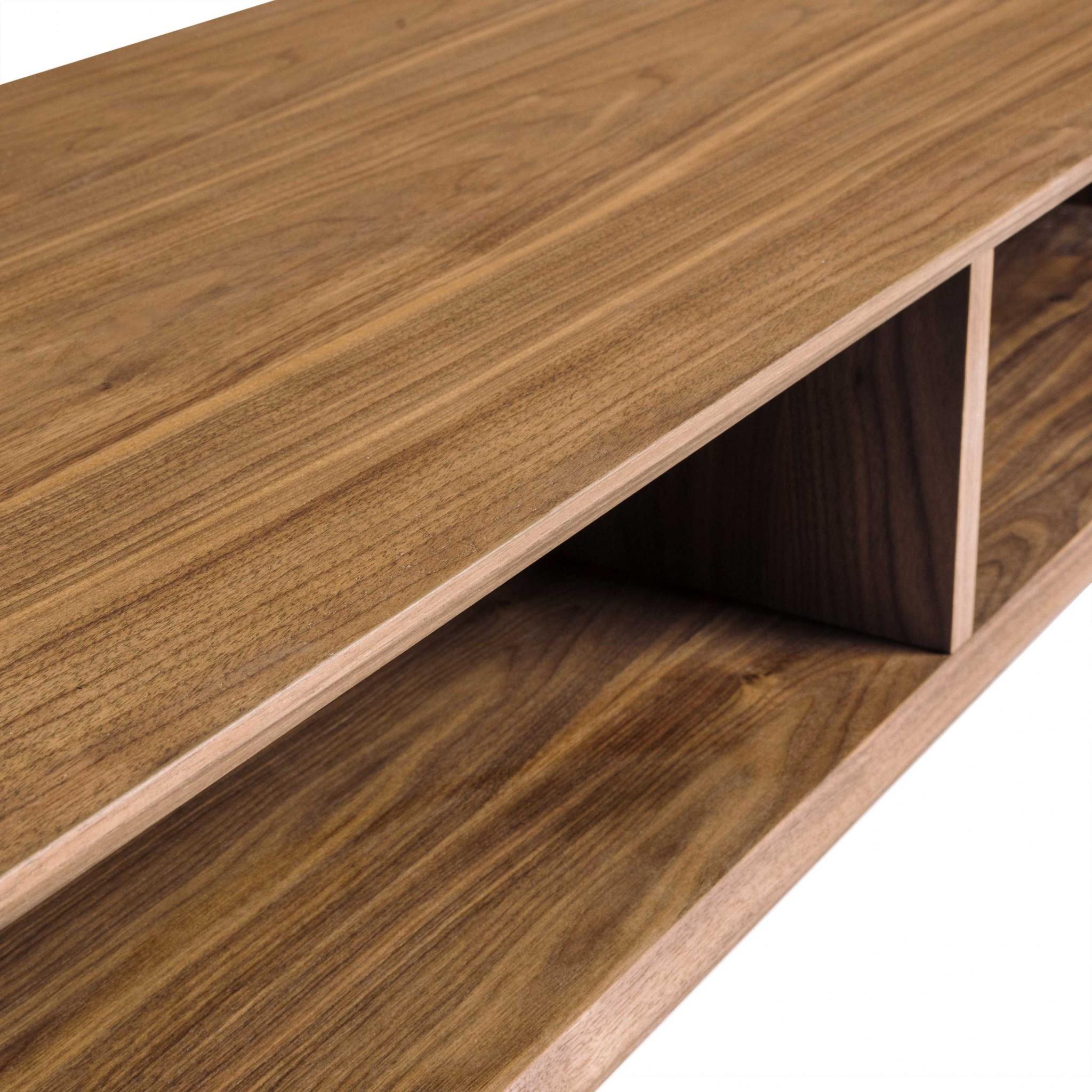 Mod Retro Walnut Brown Open Shelving Coffee Table